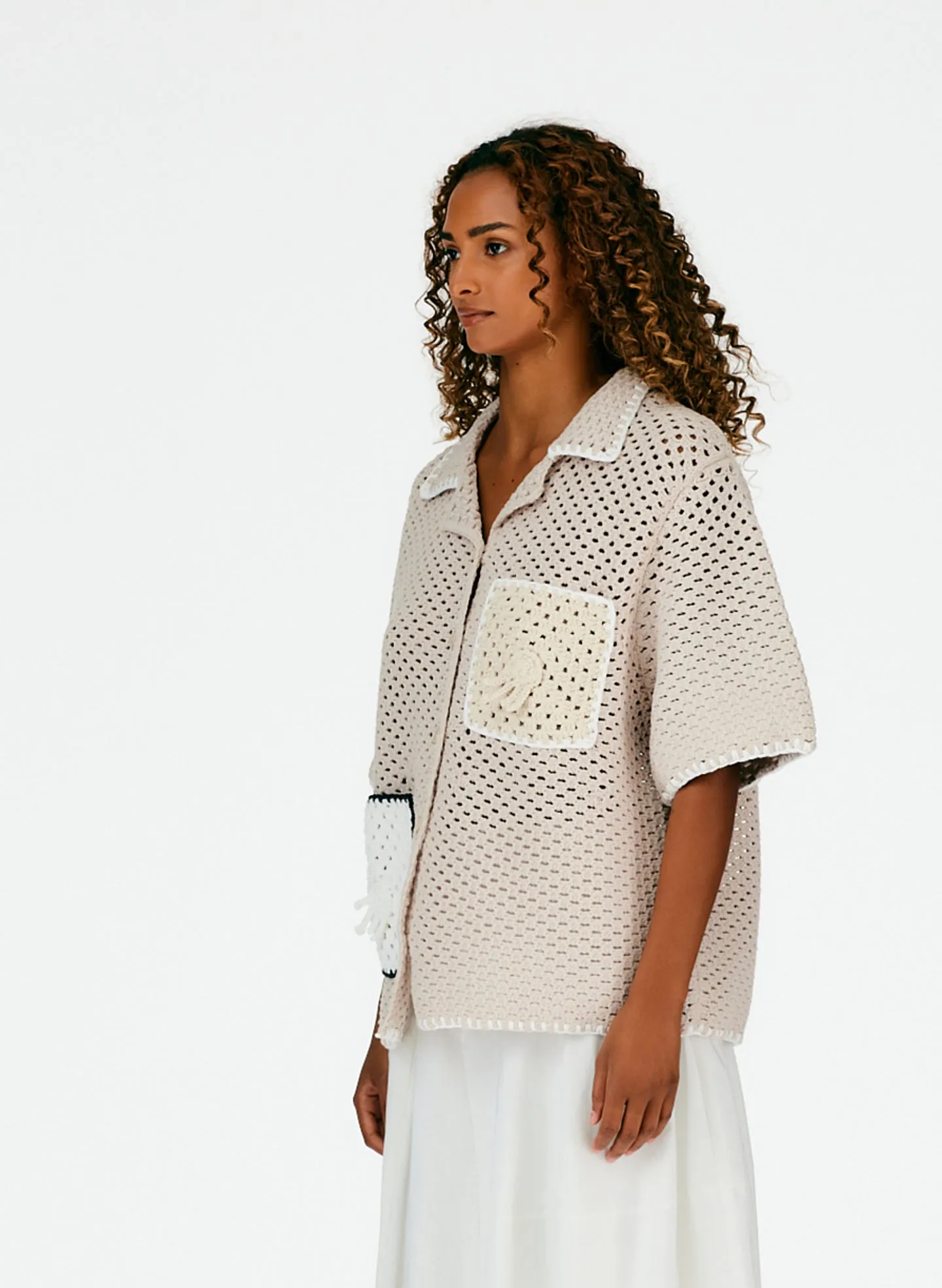 Tech Crochet Camp Shirt sold by Tibi product image thumbnail 2