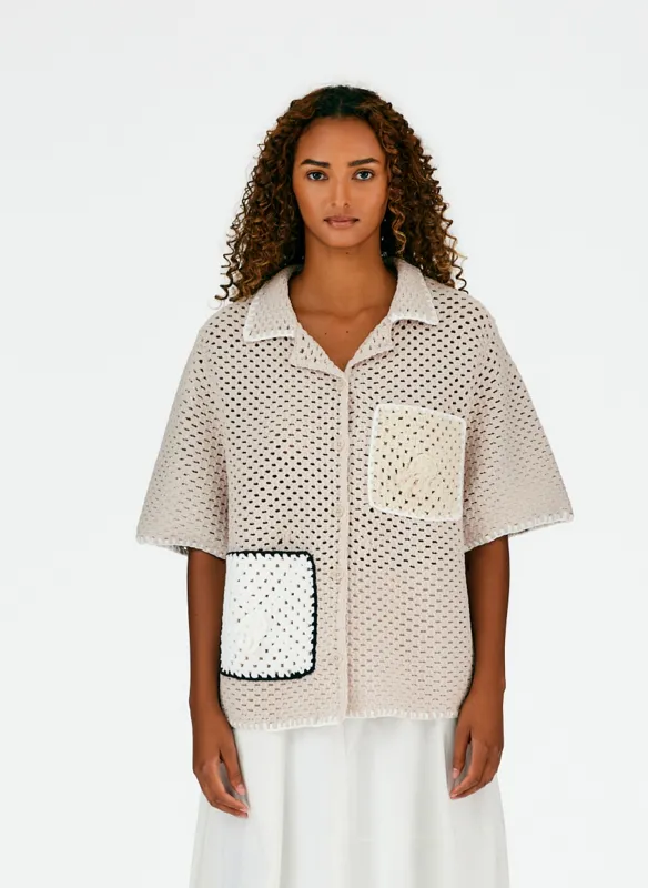 Tech Crochet Camp Shirt made by Tibi