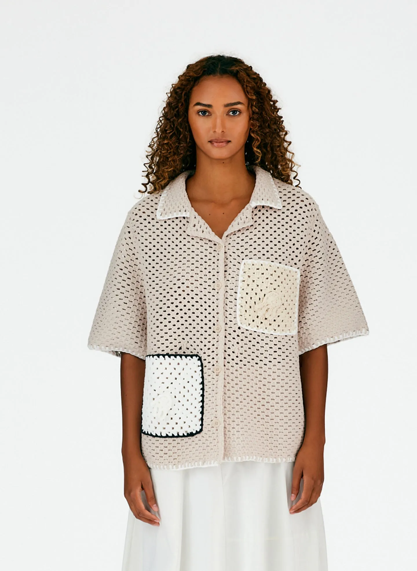 Tech Crochet Camp Shirt sold by Tibi