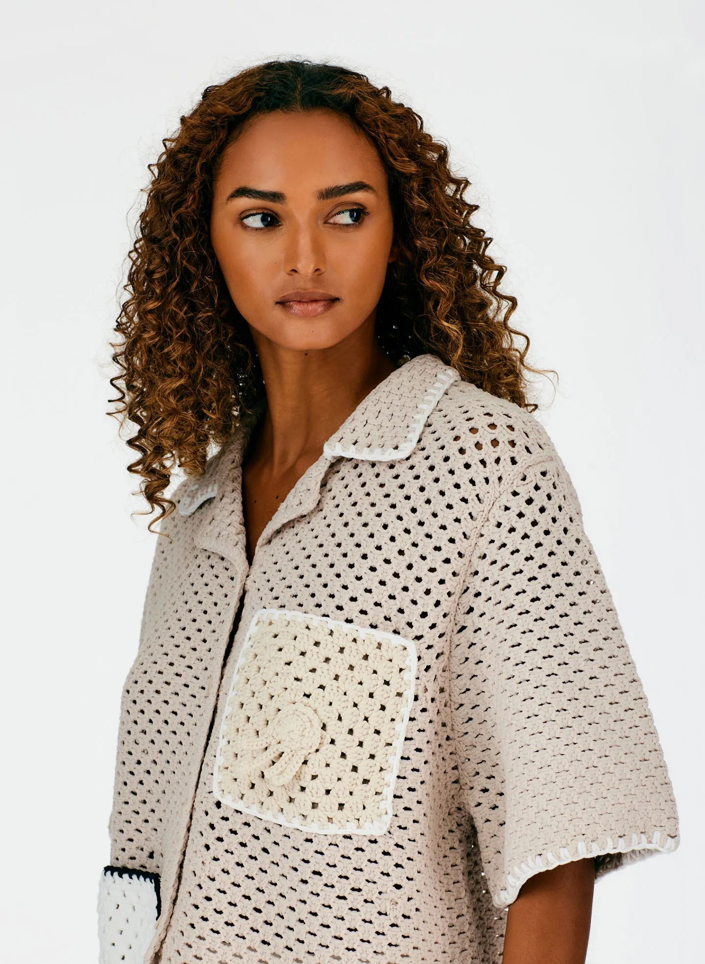 Tech Crochet Camp Shirt sold by Tibi product image thumbnail 5