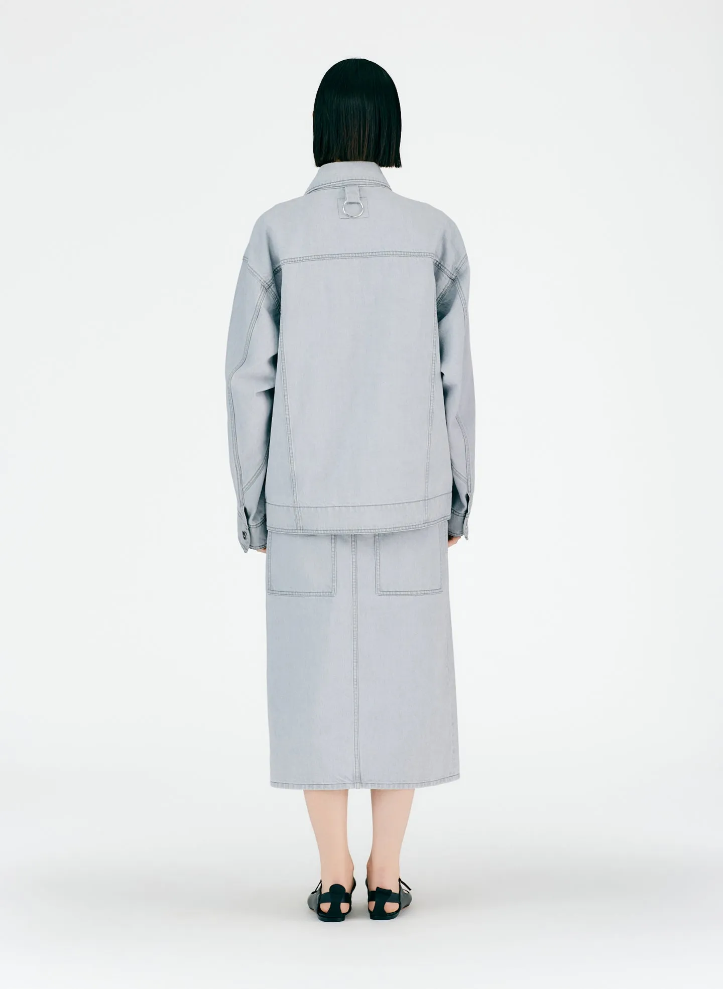 Grey Denim Oversized Jacket sold by Tibi product image thumbnail 3