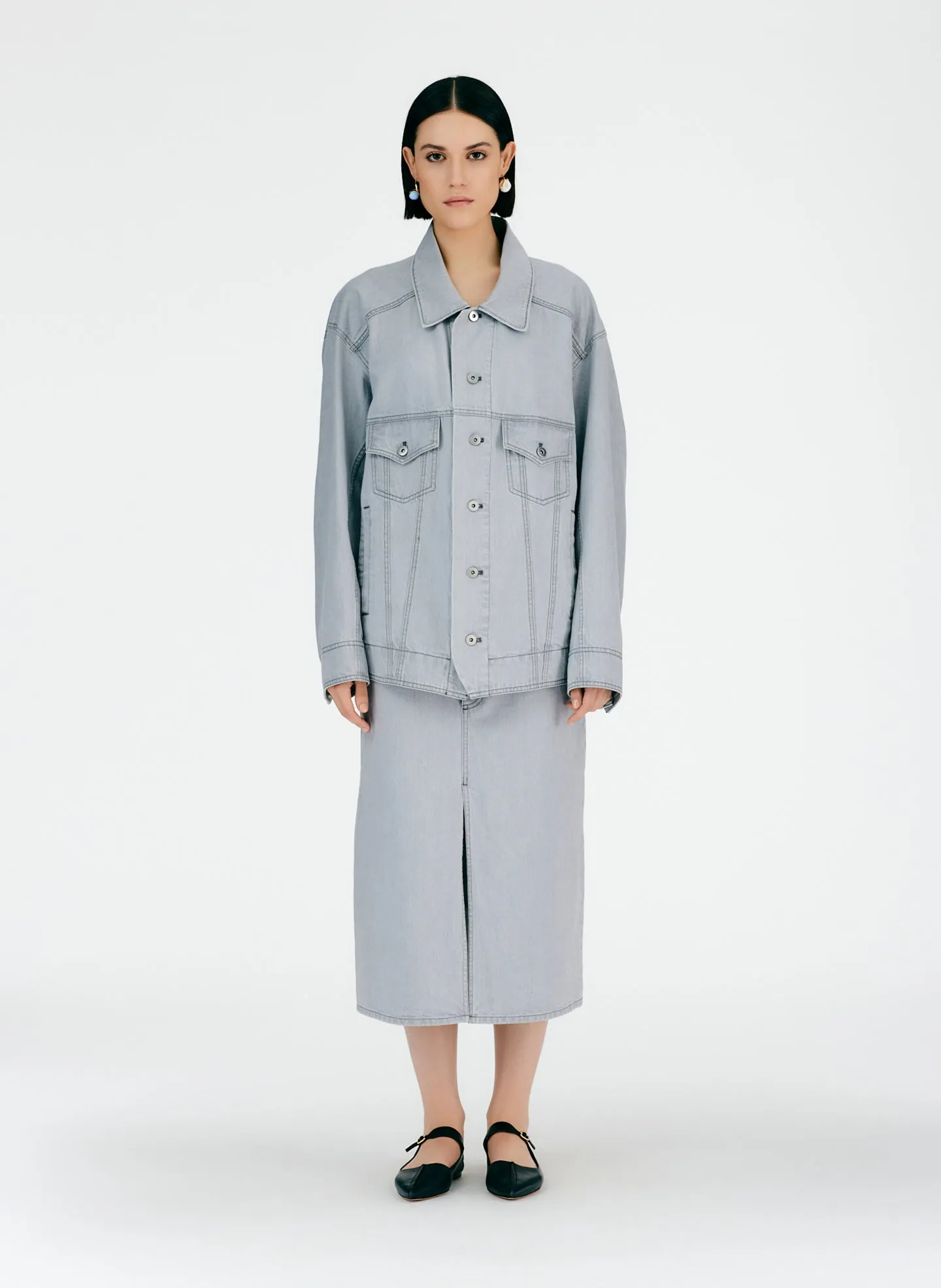 Grey Denim Oversized Jacket sold by Tibi