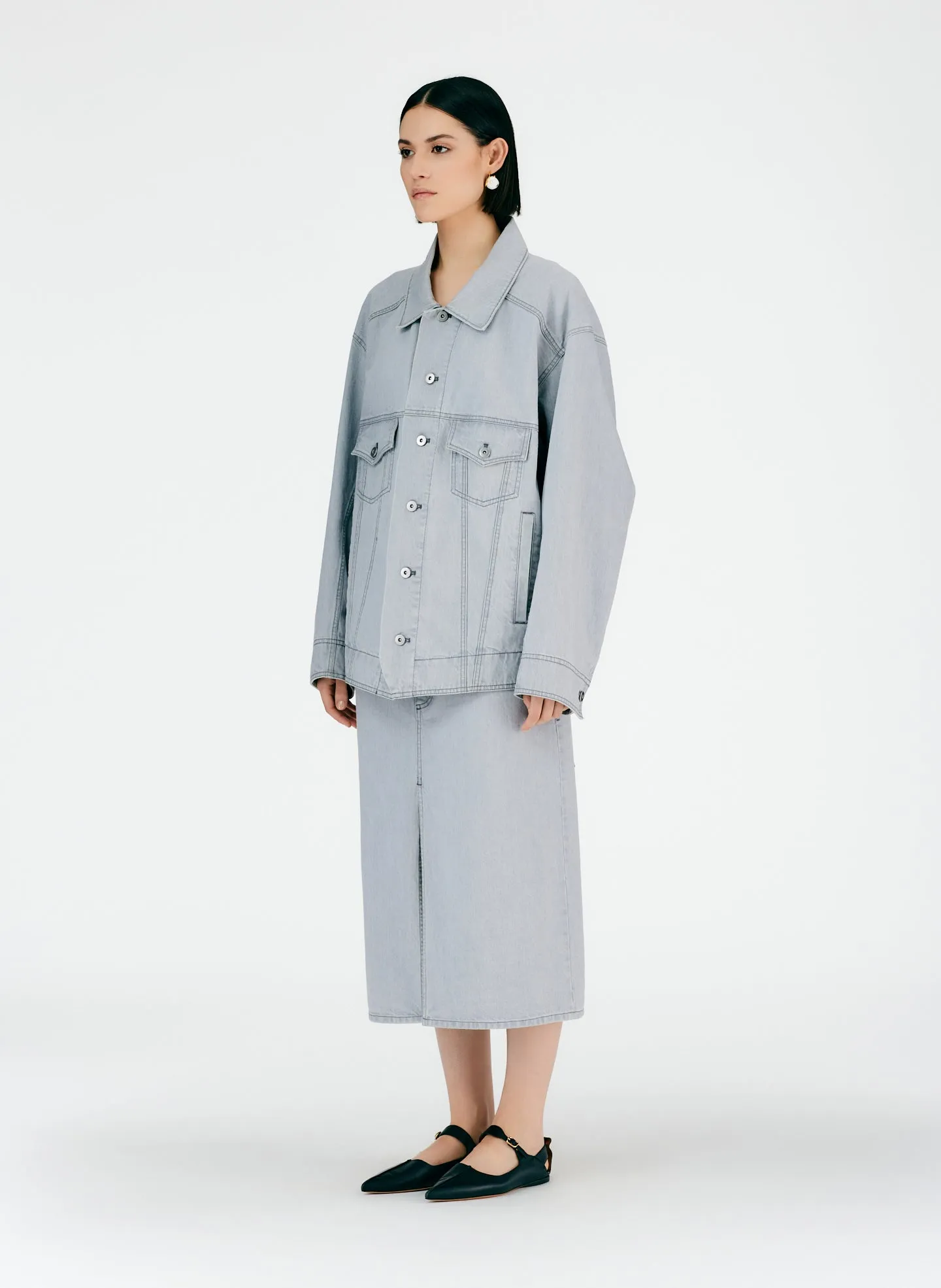 Grey Denim Oversized Jacket sold by Tibi product image thumbnail 2