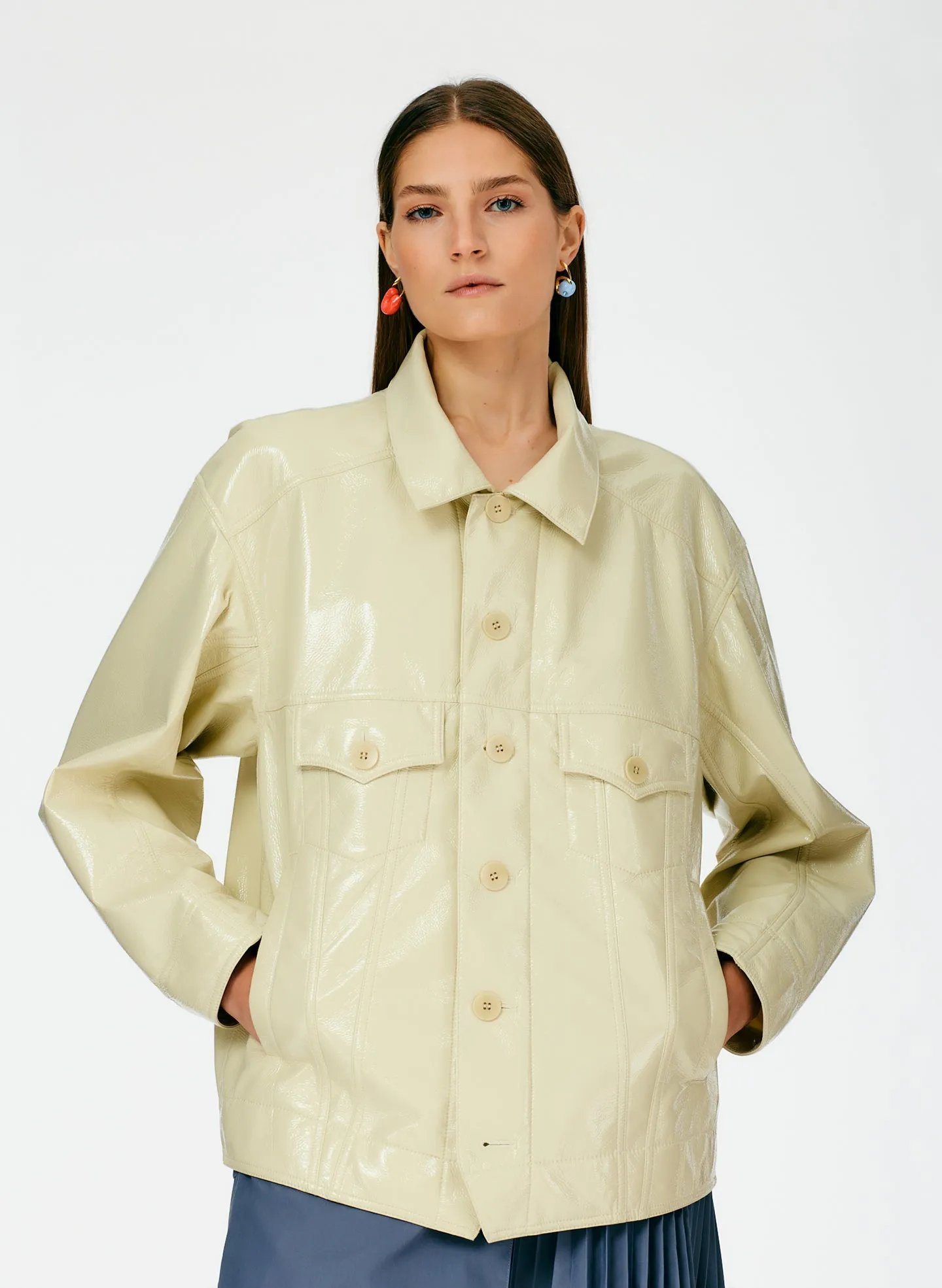 Faux Patent Leather Oversized Jacket sold by Tibi product image thumbnail 5