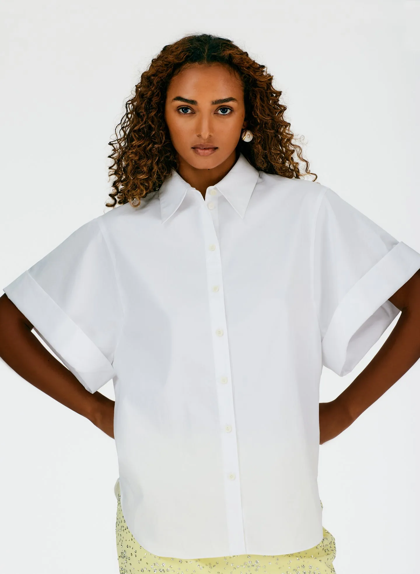 Eco Poplin Rolled Sleeve Shirt sold by Tibi product image thumbnail 5