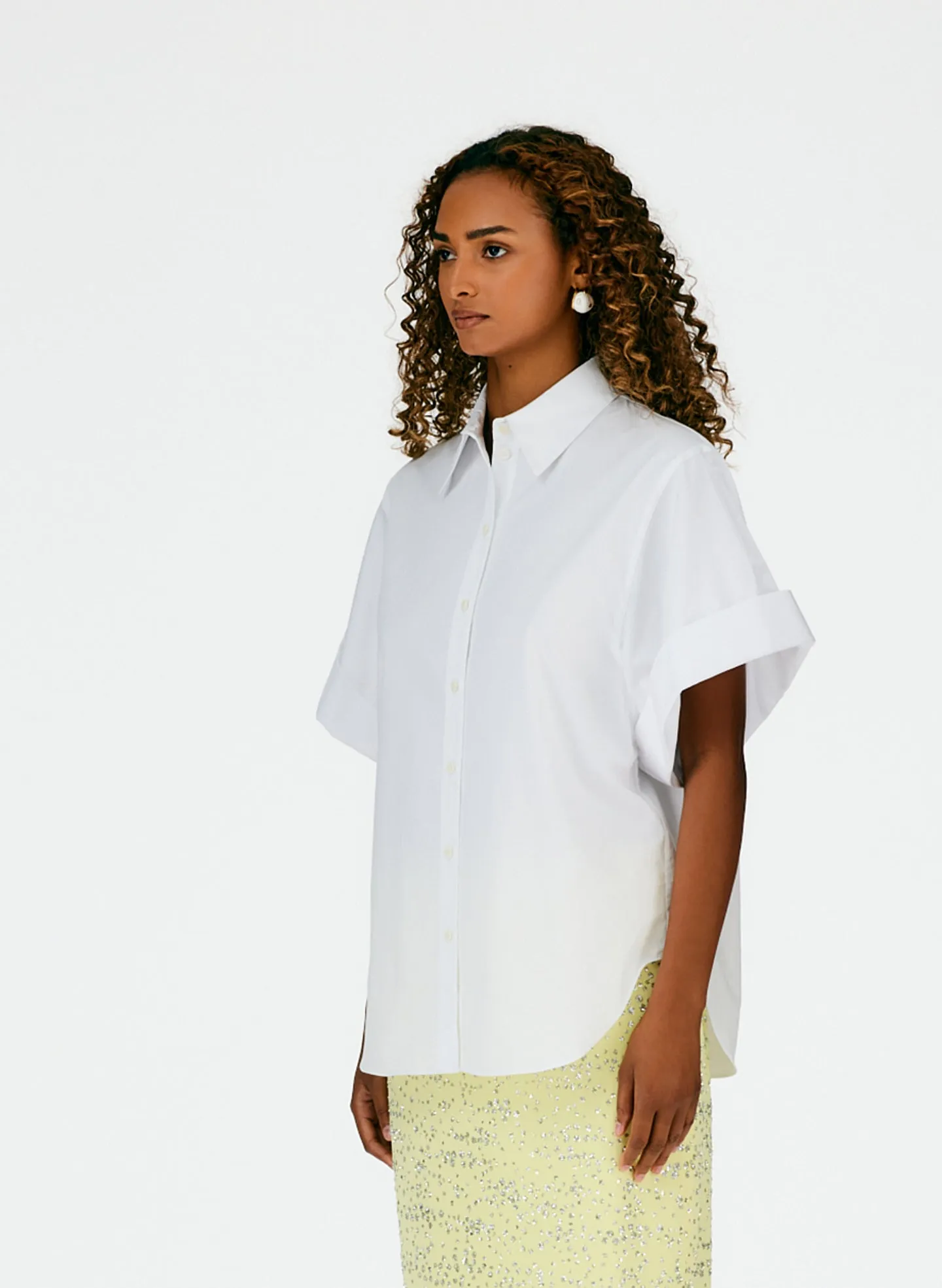 Eco Poplin Rolled Sleeve Shirt sold by Tibi product image thumbnail 2