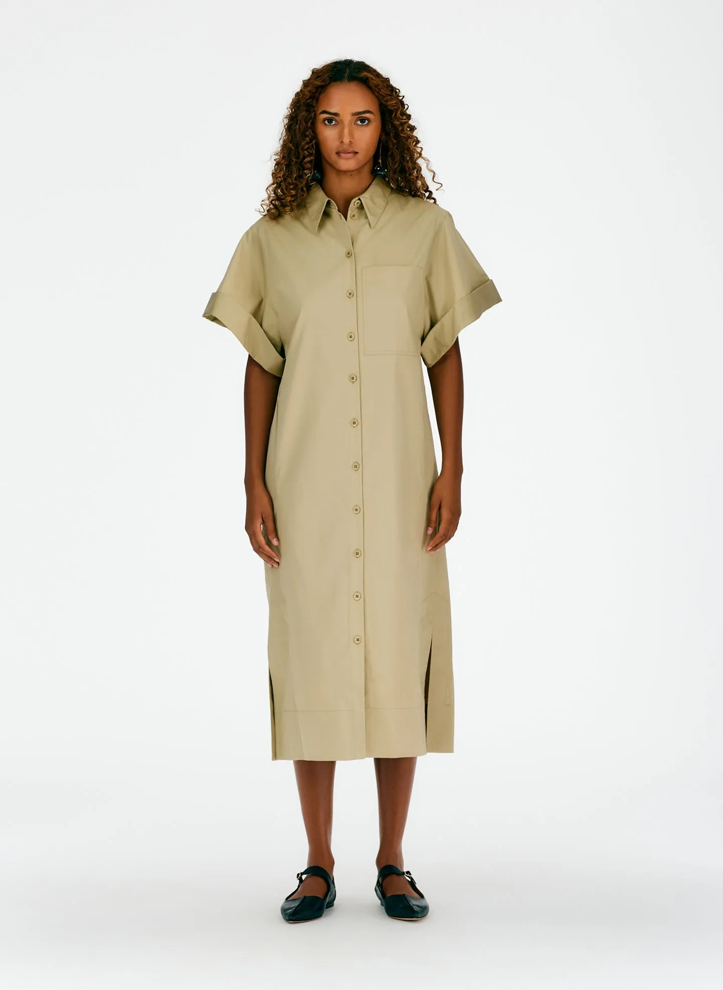 Eco Poplin Rolled Sleeve Shirtdress sold by Tibi product image thumbnail 2