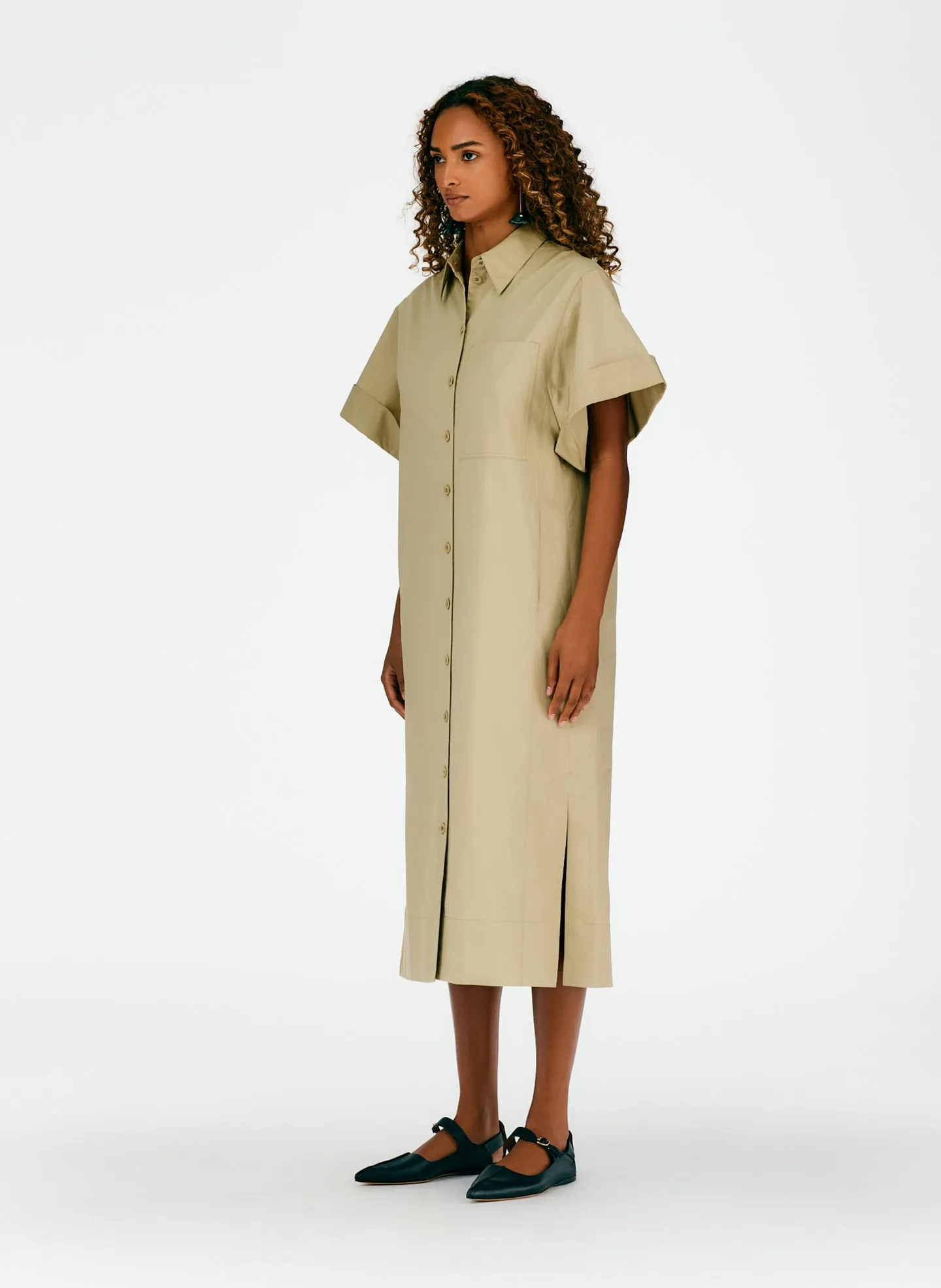 Eco Poplin Rolled Sleeve Shirtdress sold by Tibi product image thumbnail 3
