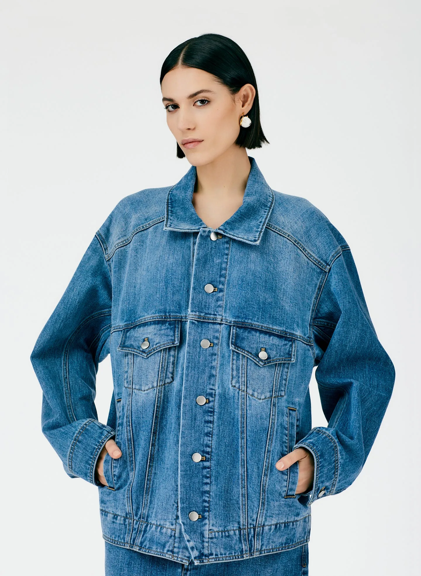 Classic Wash Oversized Jean Jacket sold by Tibi product image thumbnail 5