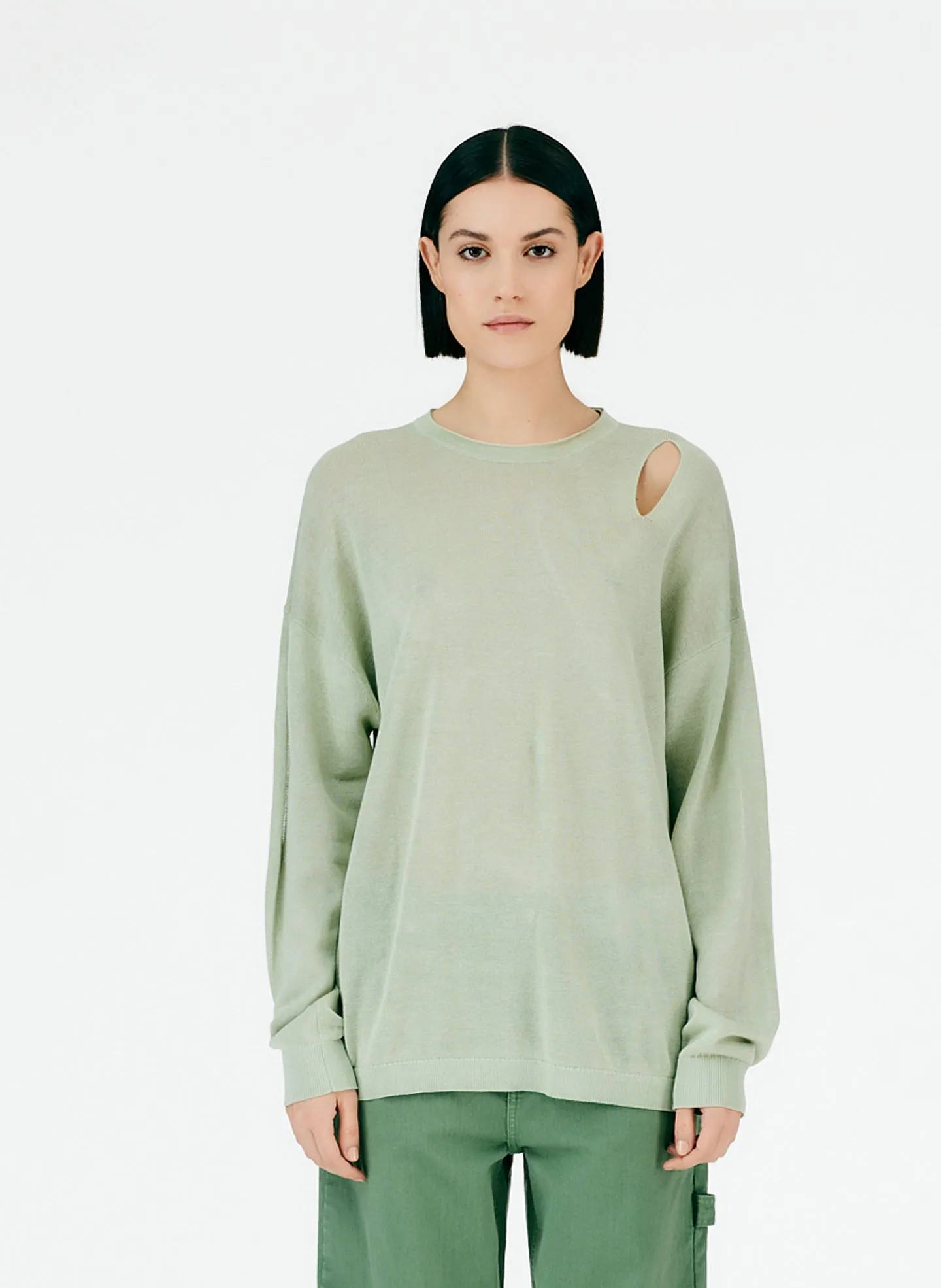 Crispy Cotton Slit Detail Oversized Pullover sold by Tibi
