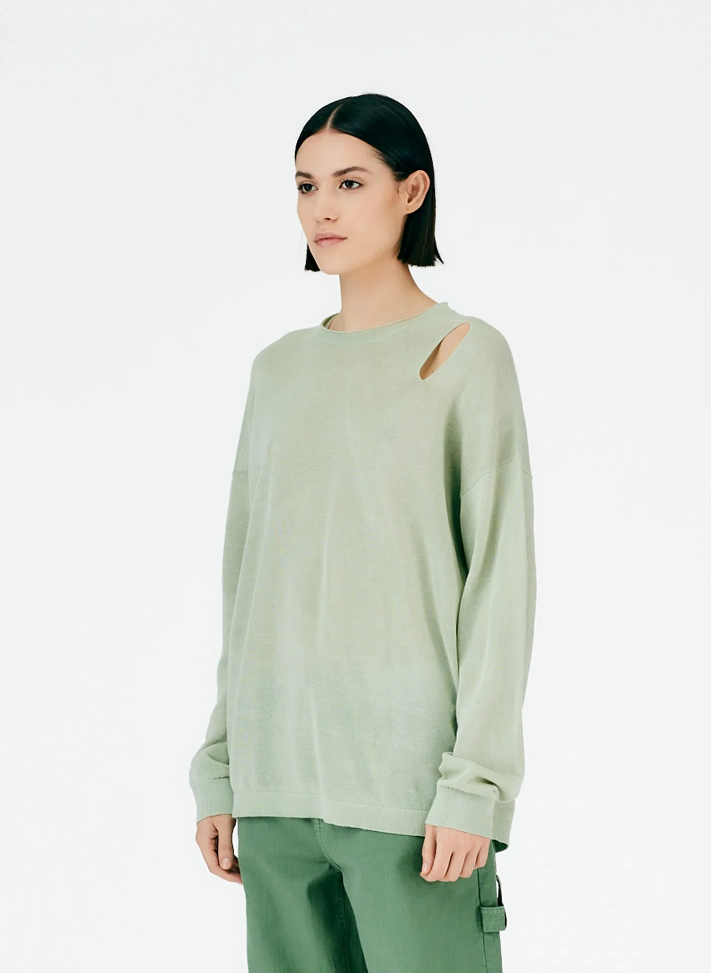Crispy Cotton Slit Detail Oversized Pullover sold by Tibi product image thumbnail 2