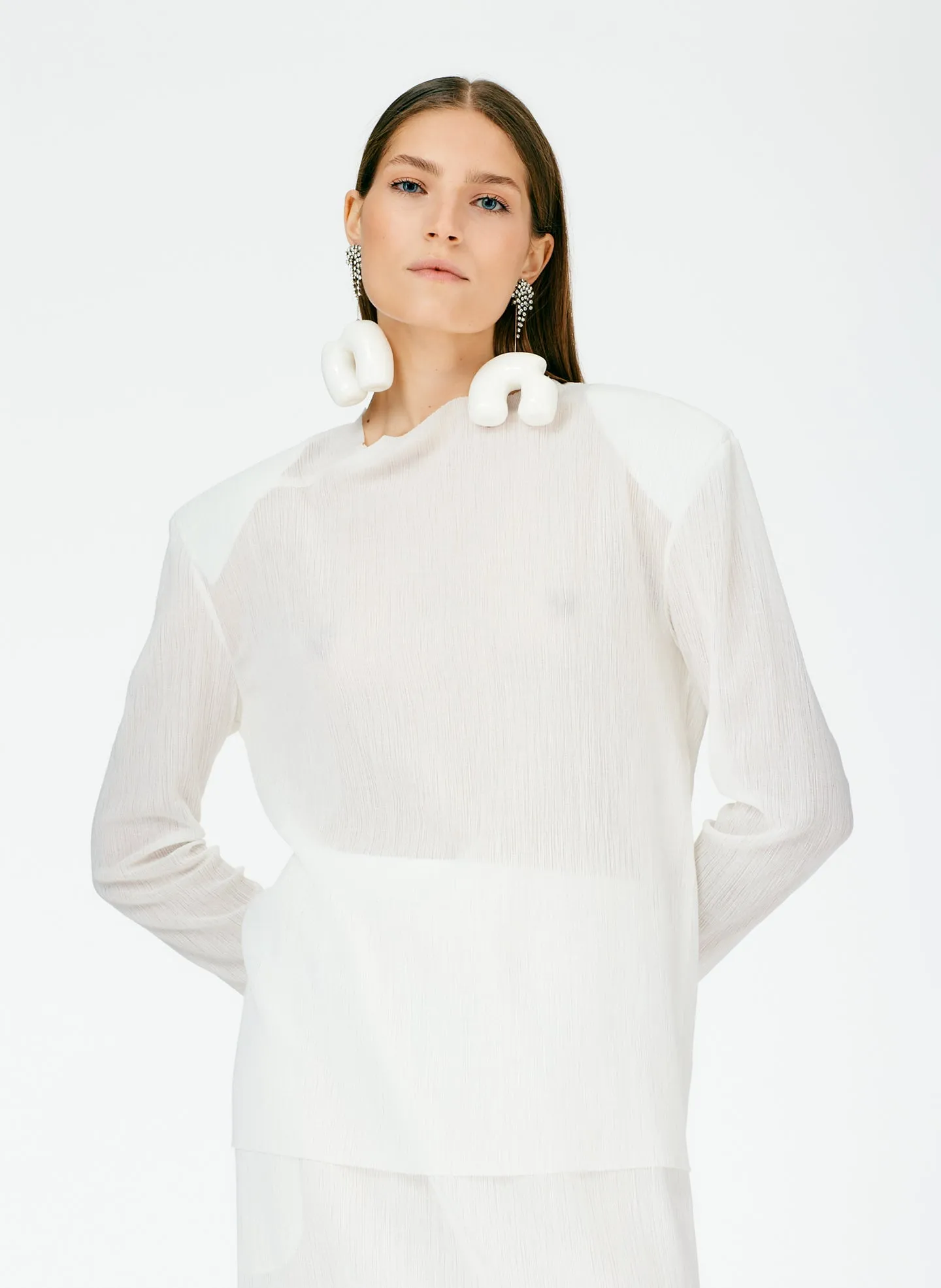 Crepe Gauze Crewneck Top sold by Tibi product image thumbnail 5