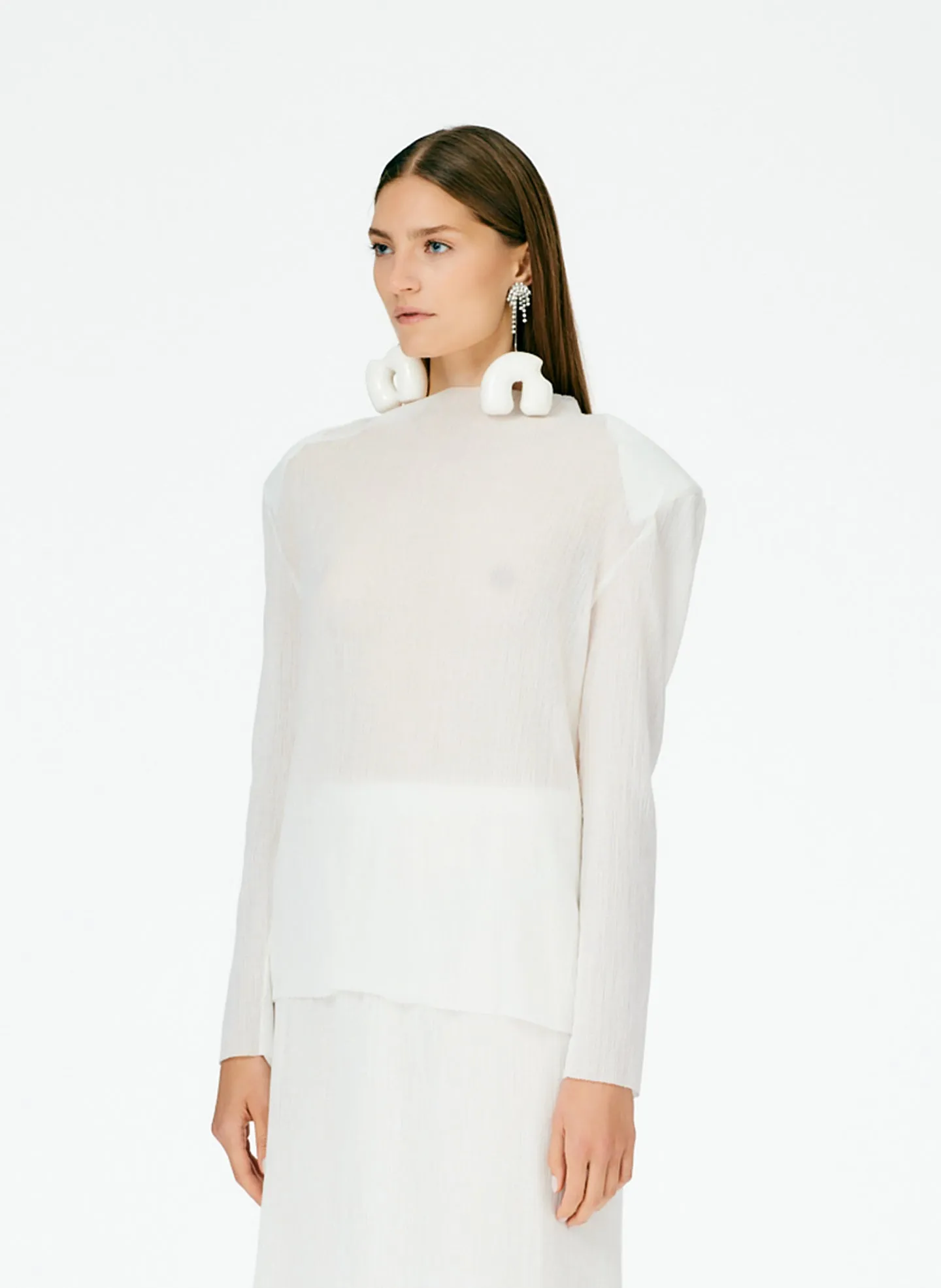 Crepe Gauze Crewneck Top sold by Tibi product image thumbnail 2
