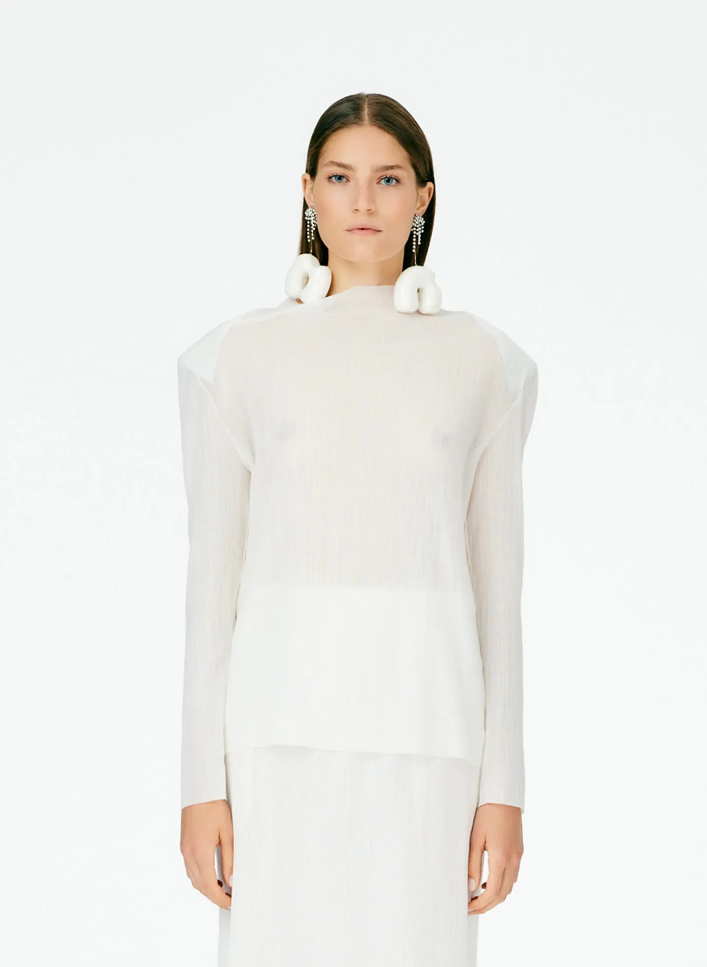 Crepe Gauze Crewneck Top sold by Tibi