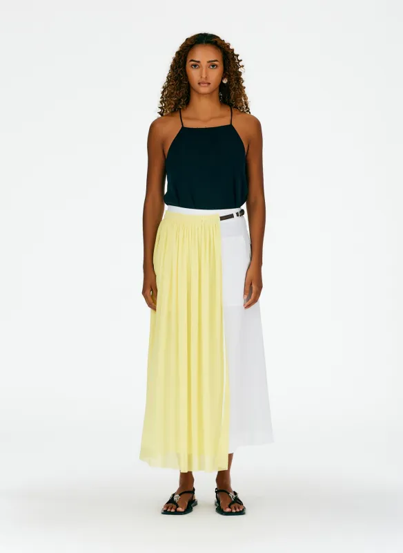 Crepe Gauze Half Layered Full Skirt made by Tibi