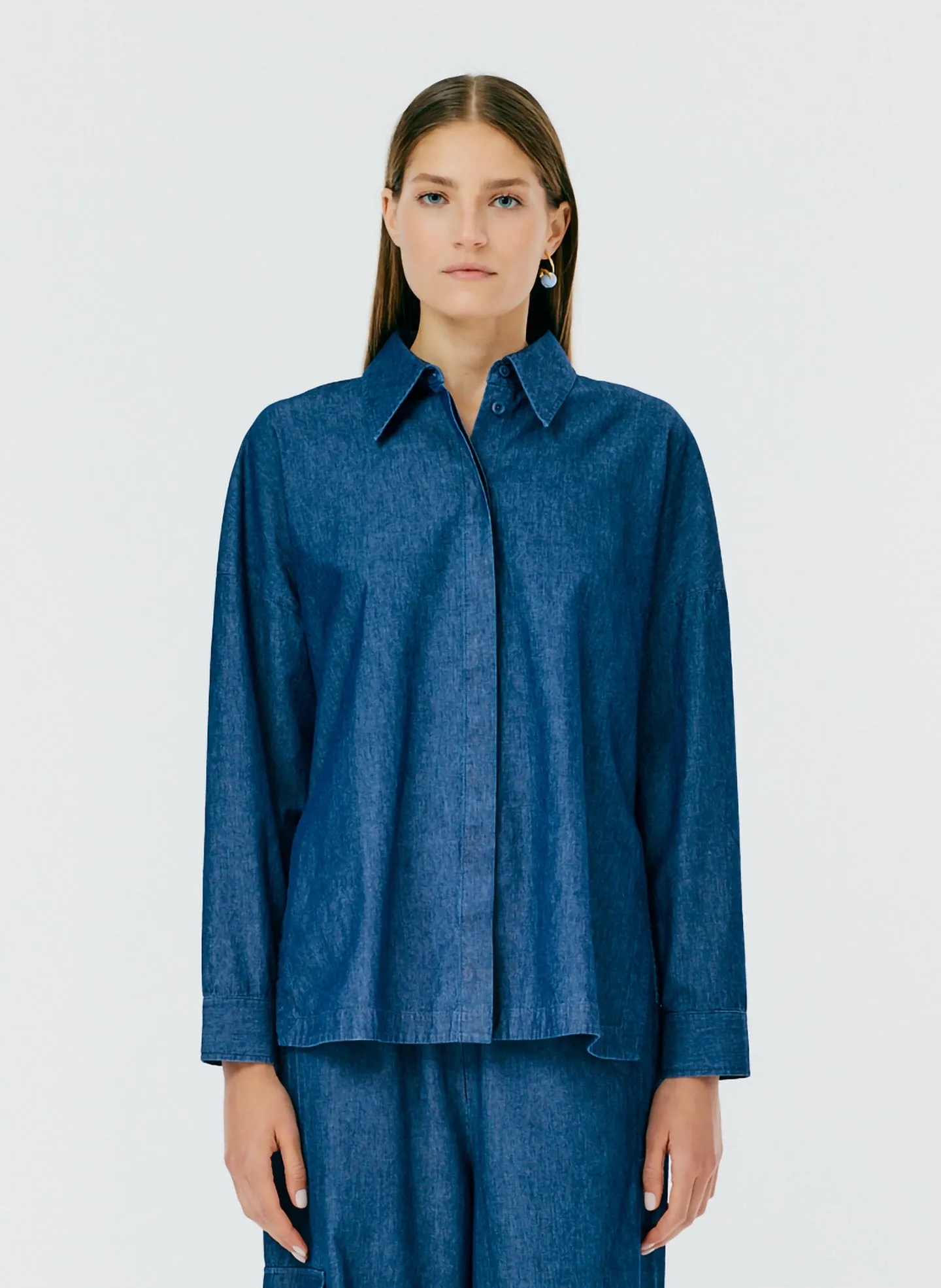 Light Weight Denim Oversized Gabe Shirt sold by Tibi