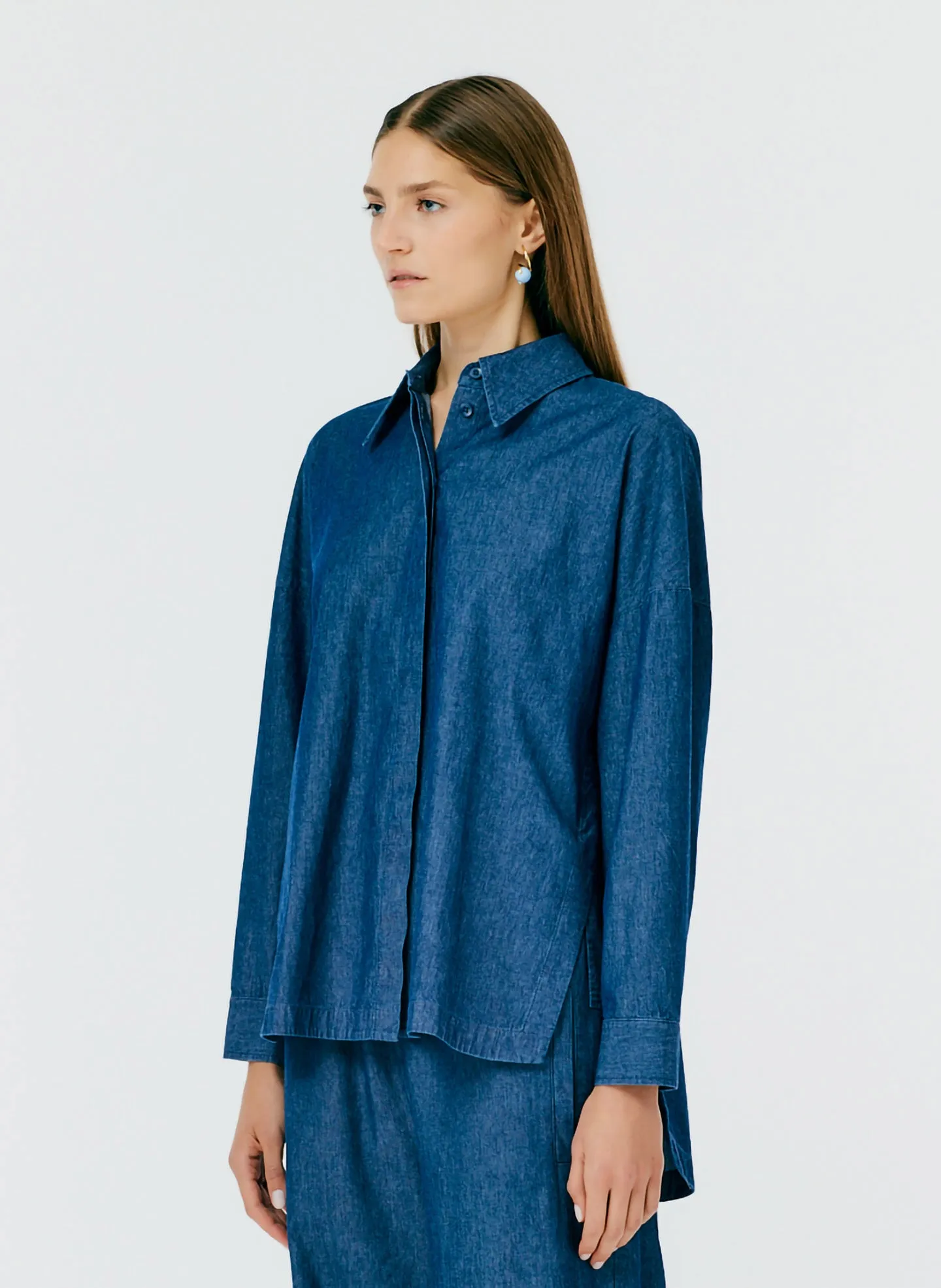 Light Weight Denim Oversized Gabe Shirt sold by Tibi product image thumbnail 3