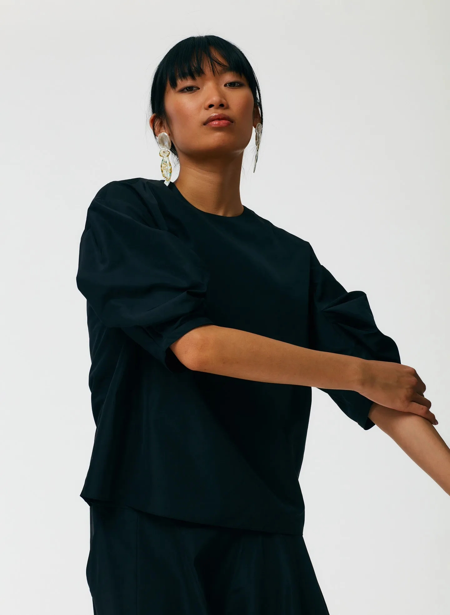 Italian Sporty Nylon Pleat Sleeve Top sold by Tibi product image thumbnail 5