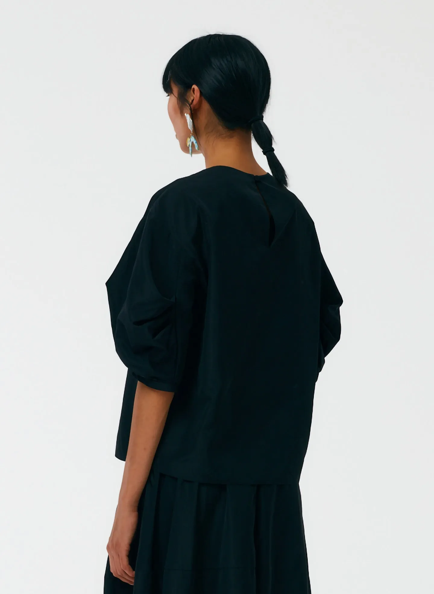 Italian Sporty Nylon Pleat Sleeve Top sold by Tibi product image thumbnail 3