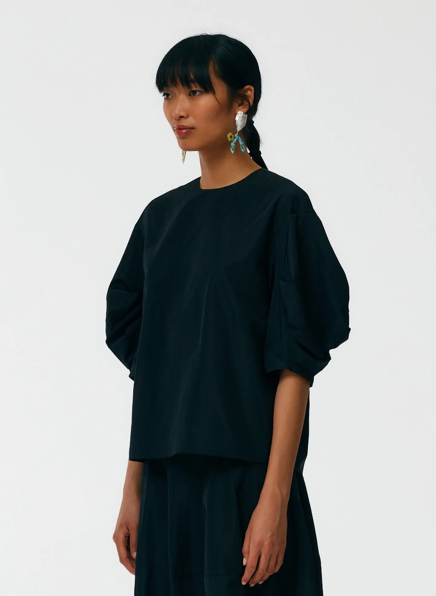 Italian Sporty Nylon Pleat Sleeve Top sold by Tibi product image thumbnail 2