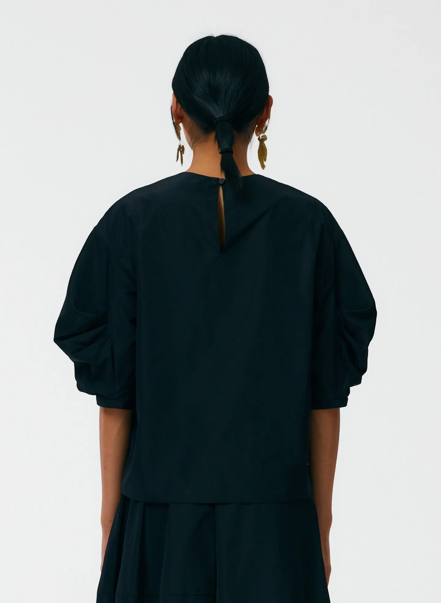 Italian Sporty Nylon Pleat Sleeve Top sold by Tibi product image thumbnail 4