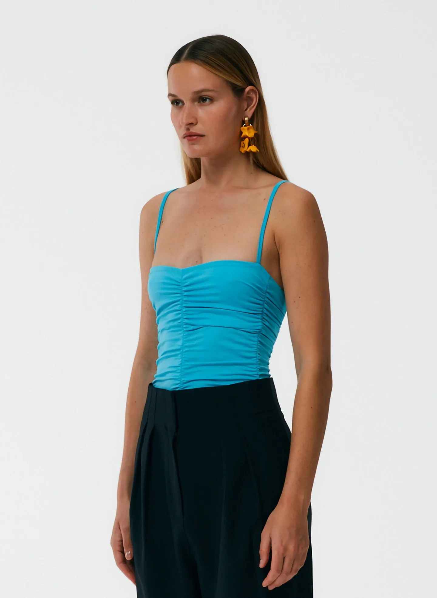 Stretch Shirred Bodysuit sold by Tibi product image thumbnail 3