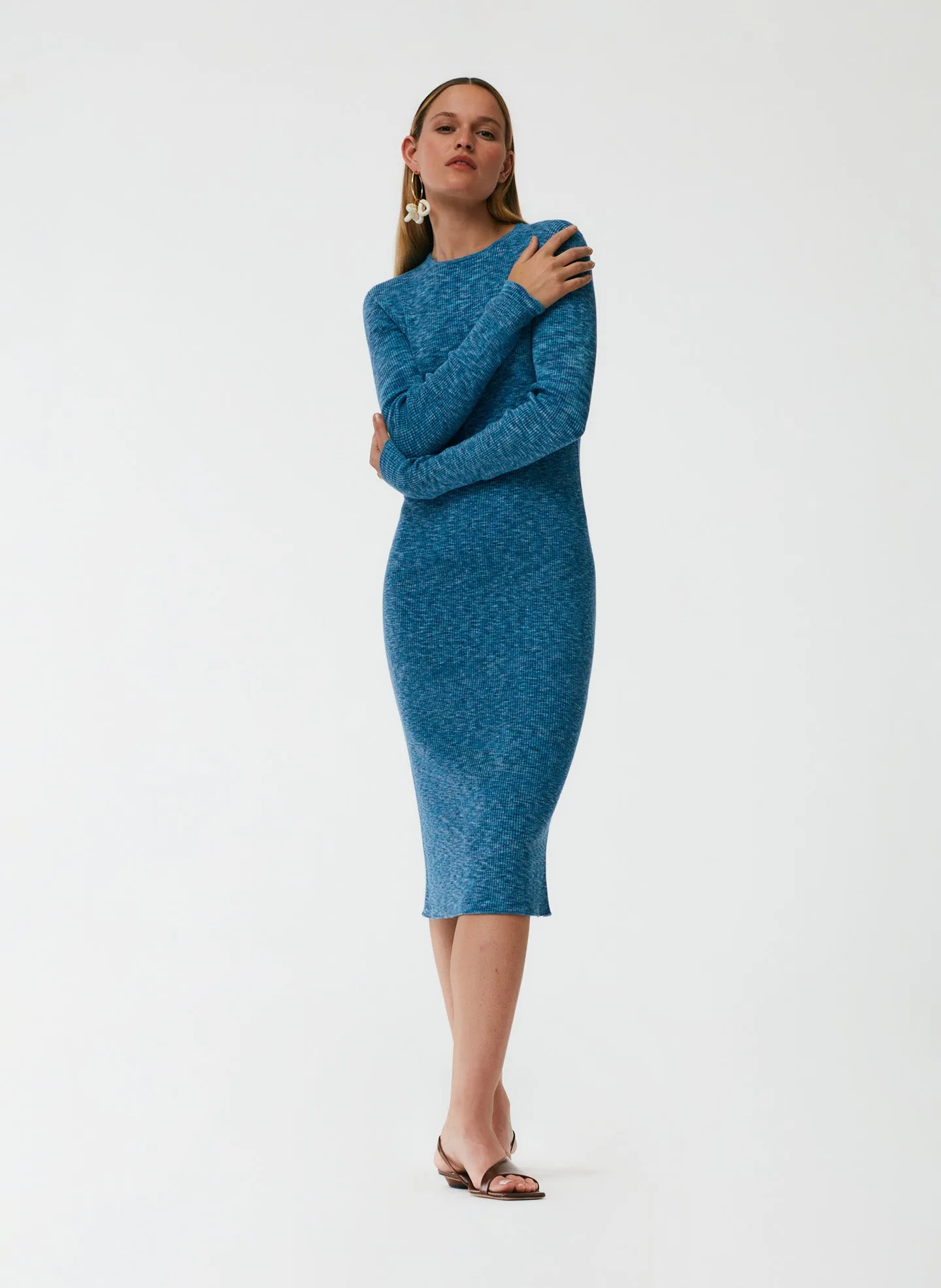 Printed Combed Cotton Crewneck Shift Dress sold by Tibi product image thumbnail 5