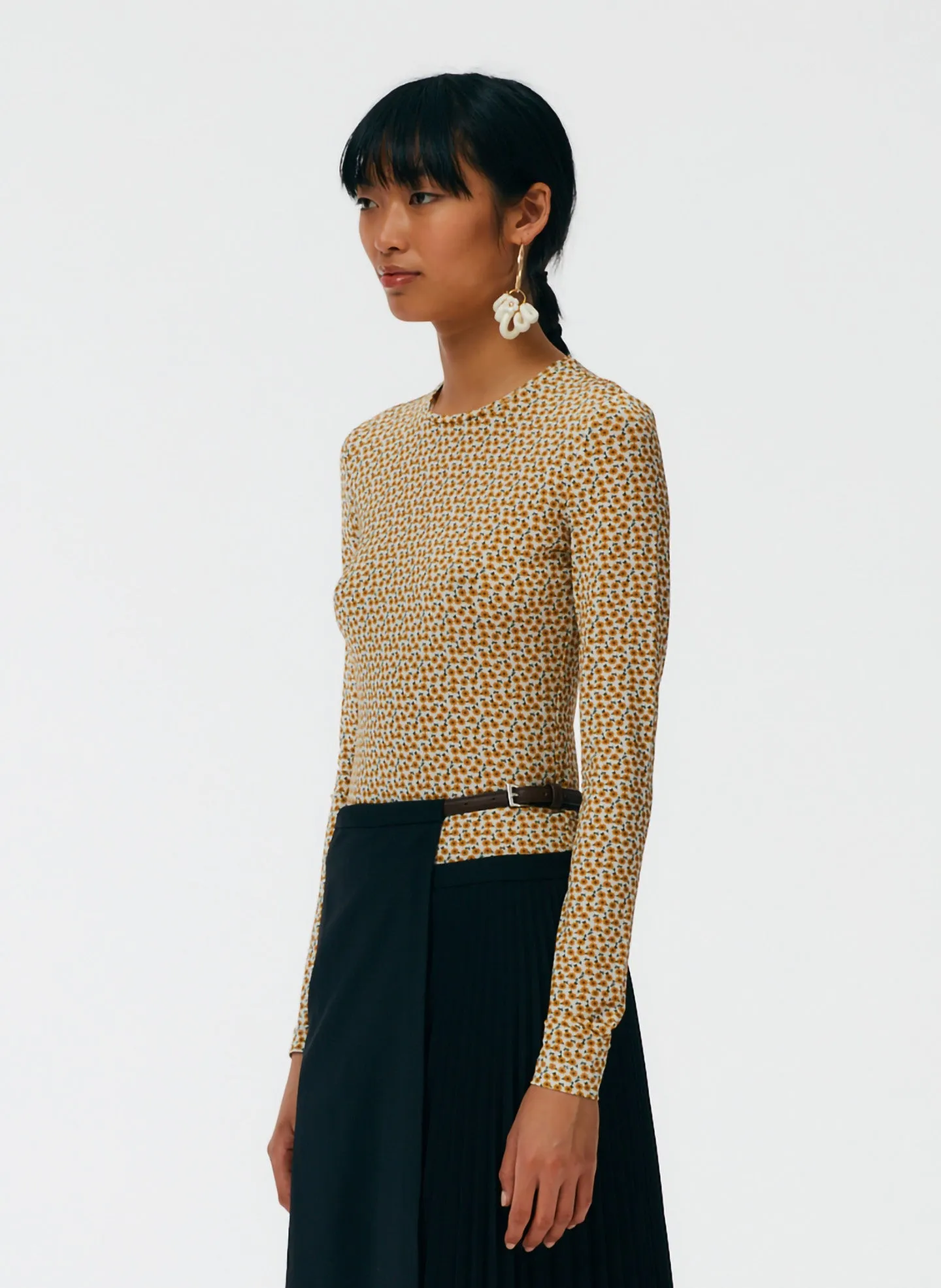 Flora On Jersey Fitted Long Sleeve T-Shirt sold by Tibi product image thumbnail 2