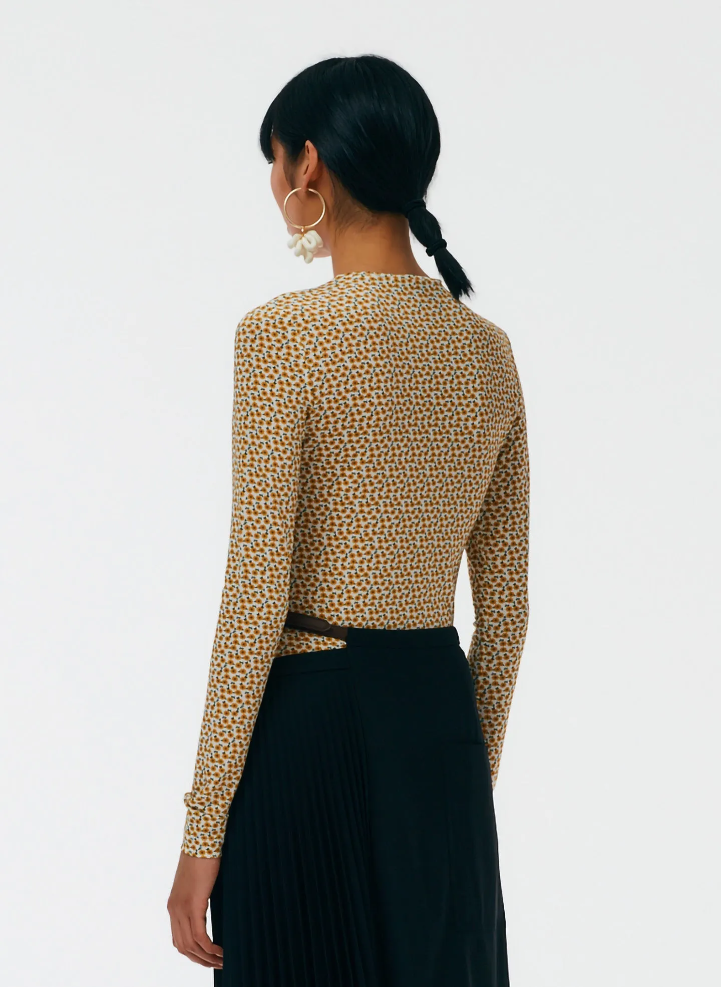 Flora On Jersey Fitted Long Sleeve T-Shirt sold by Tibi product image thumbnail 3