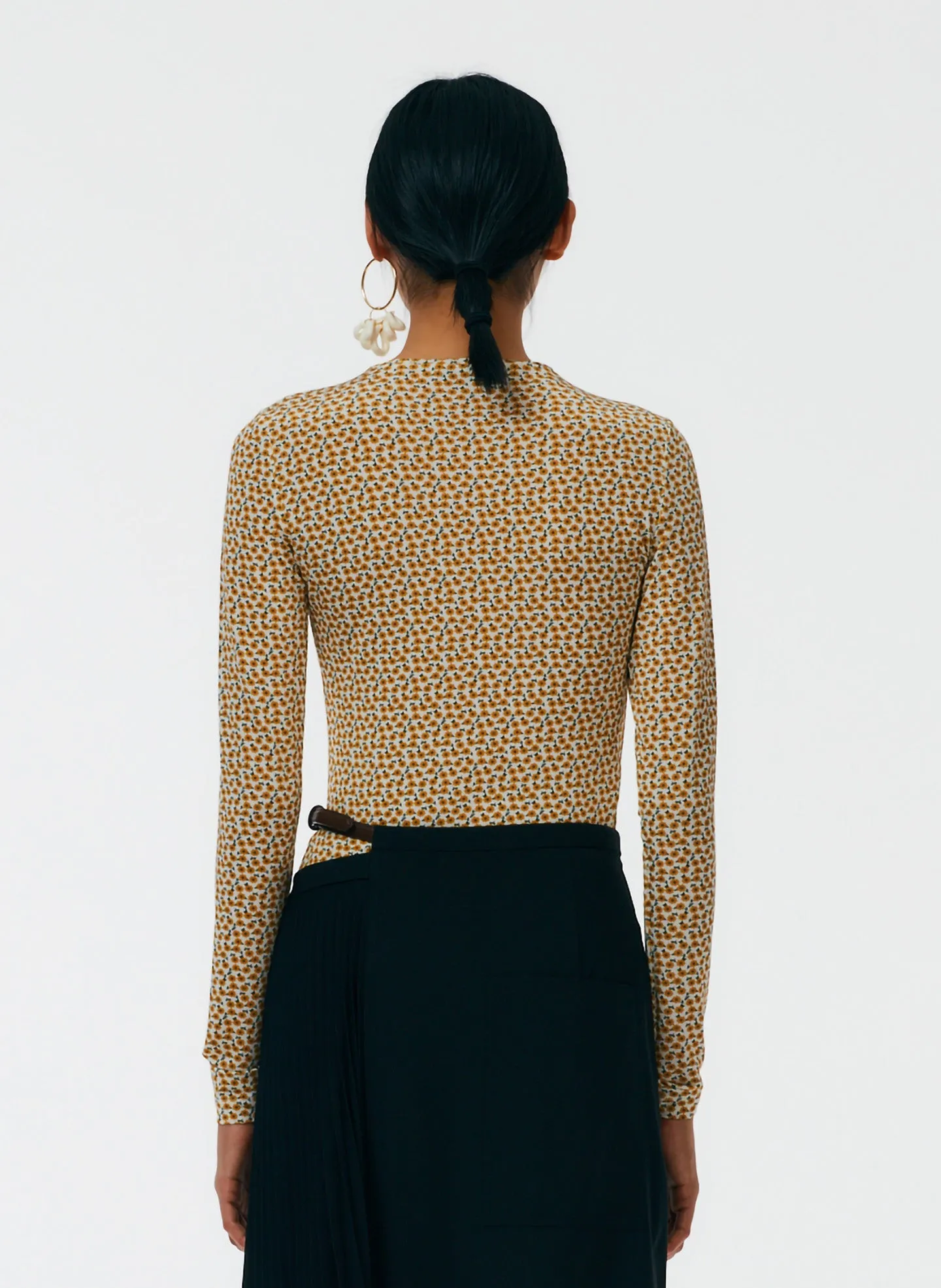 Flora On Jersey Fitted Long Sleeve T-Shirt sold by Tibi product image thumbnail 4