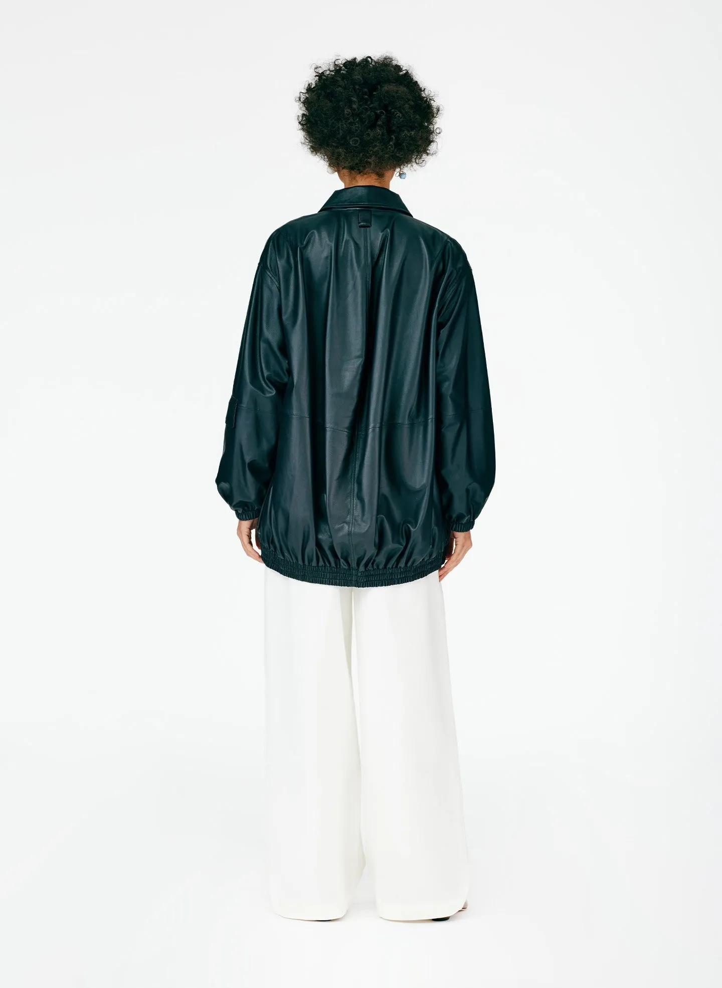 Feather Weight Leather Oversized Bomber sold by Tibi product image thumbnail 4