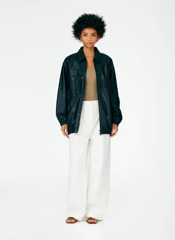 Feather Weight Leather Oversized Bomber sold by Tibi