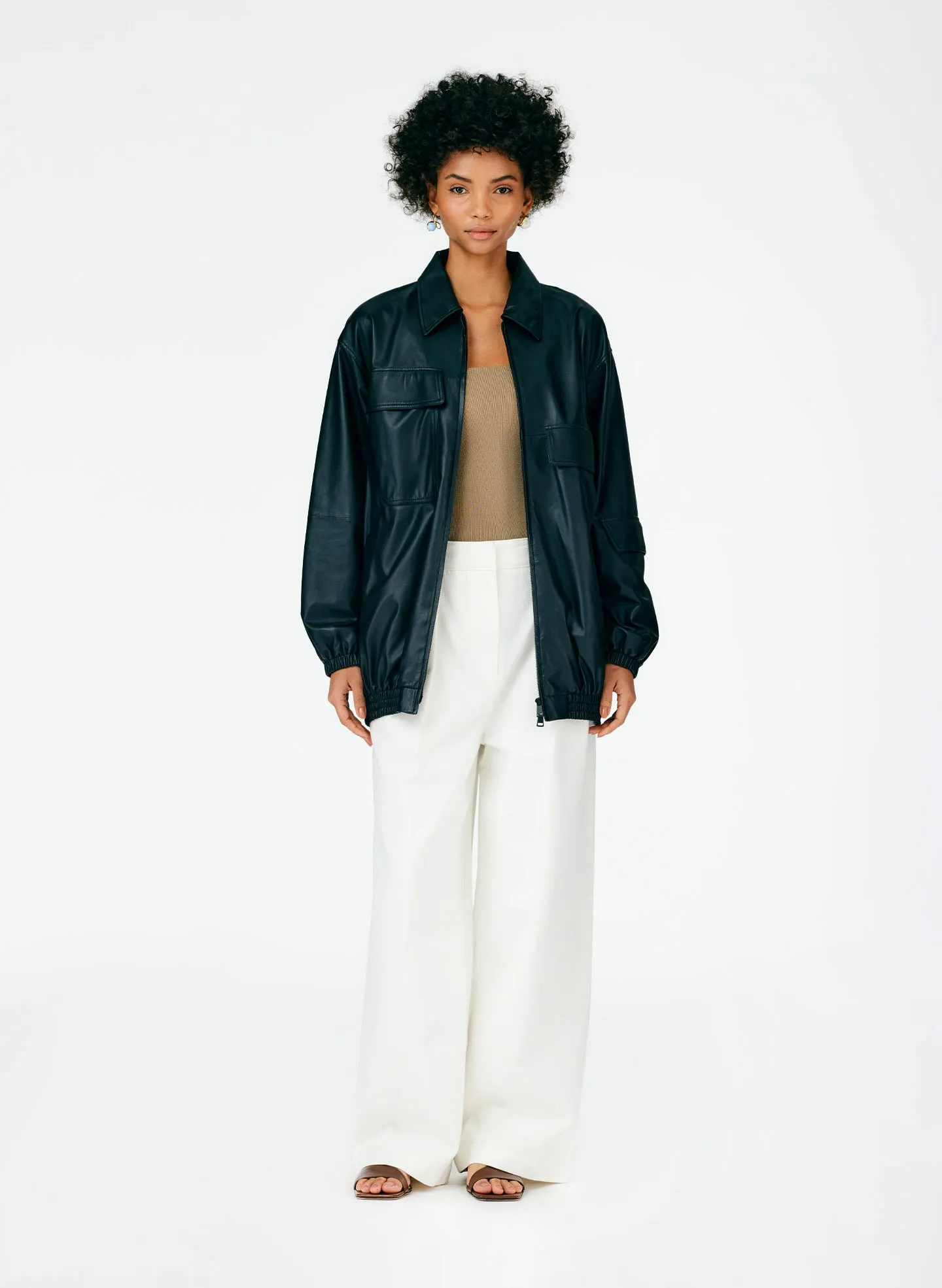 Feather Weight Leather Oversized Bomber sold by Tibi