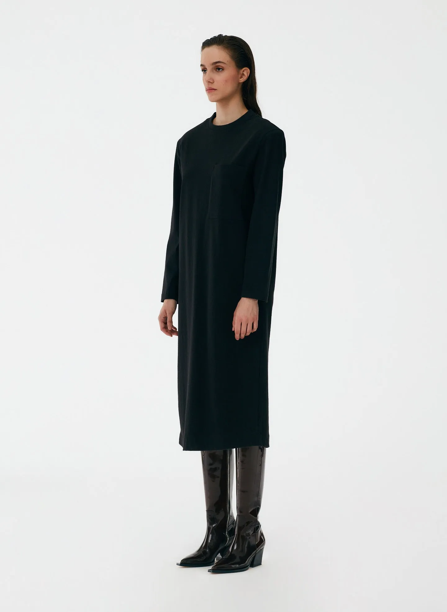 Punto Milano Long Sleeve Shoulder Pad T-Shirt Dress sold by Tibi product image thumbnail 3