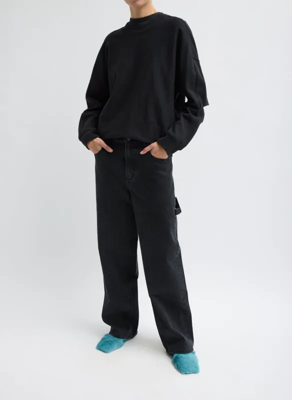 Black Denim Slouchy Carpenter Jean made by Tibi