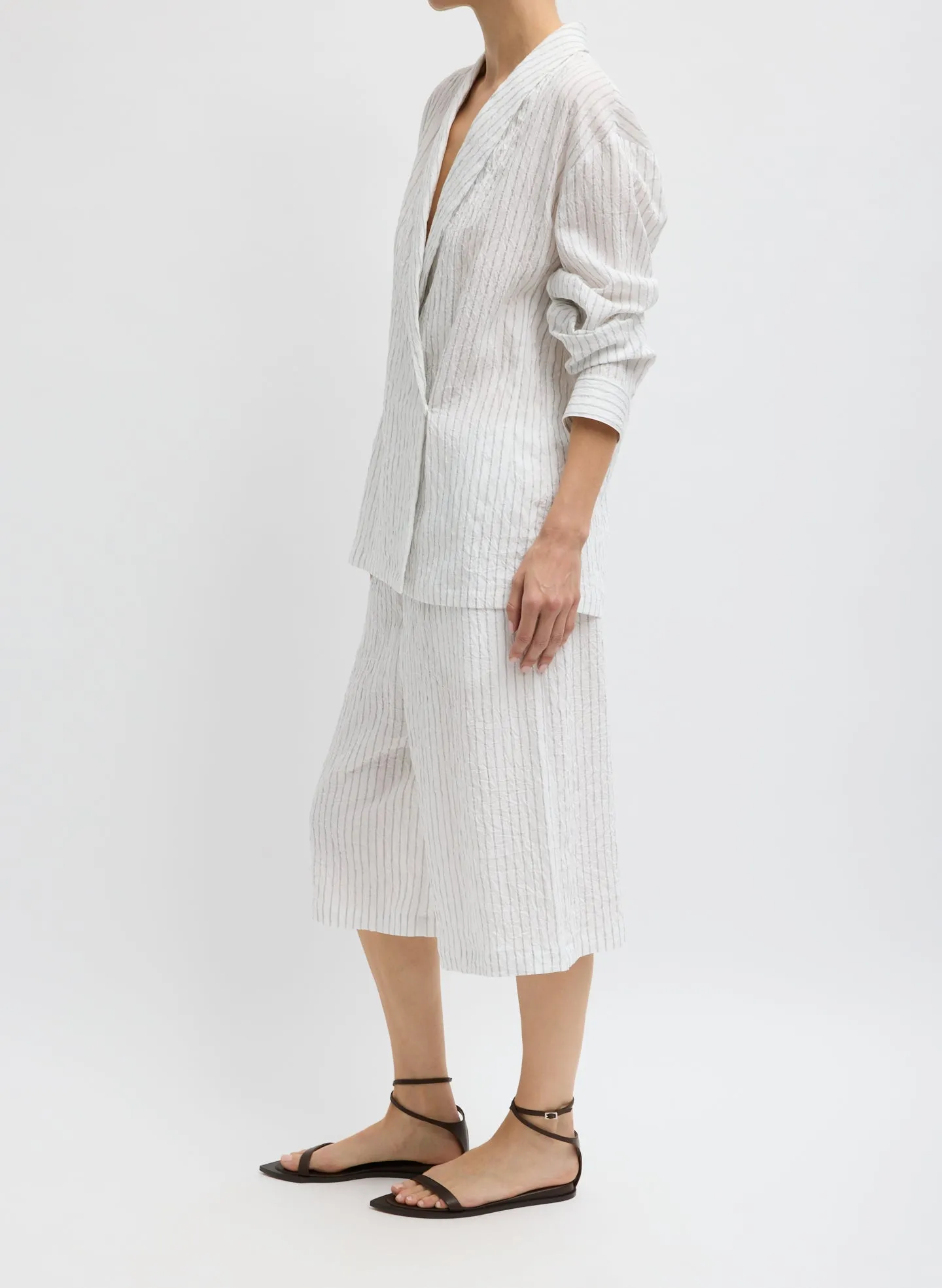Crinkle Stripe Summer Suiting Relaxed Long Short sold by Tibi product image thumbnail 2