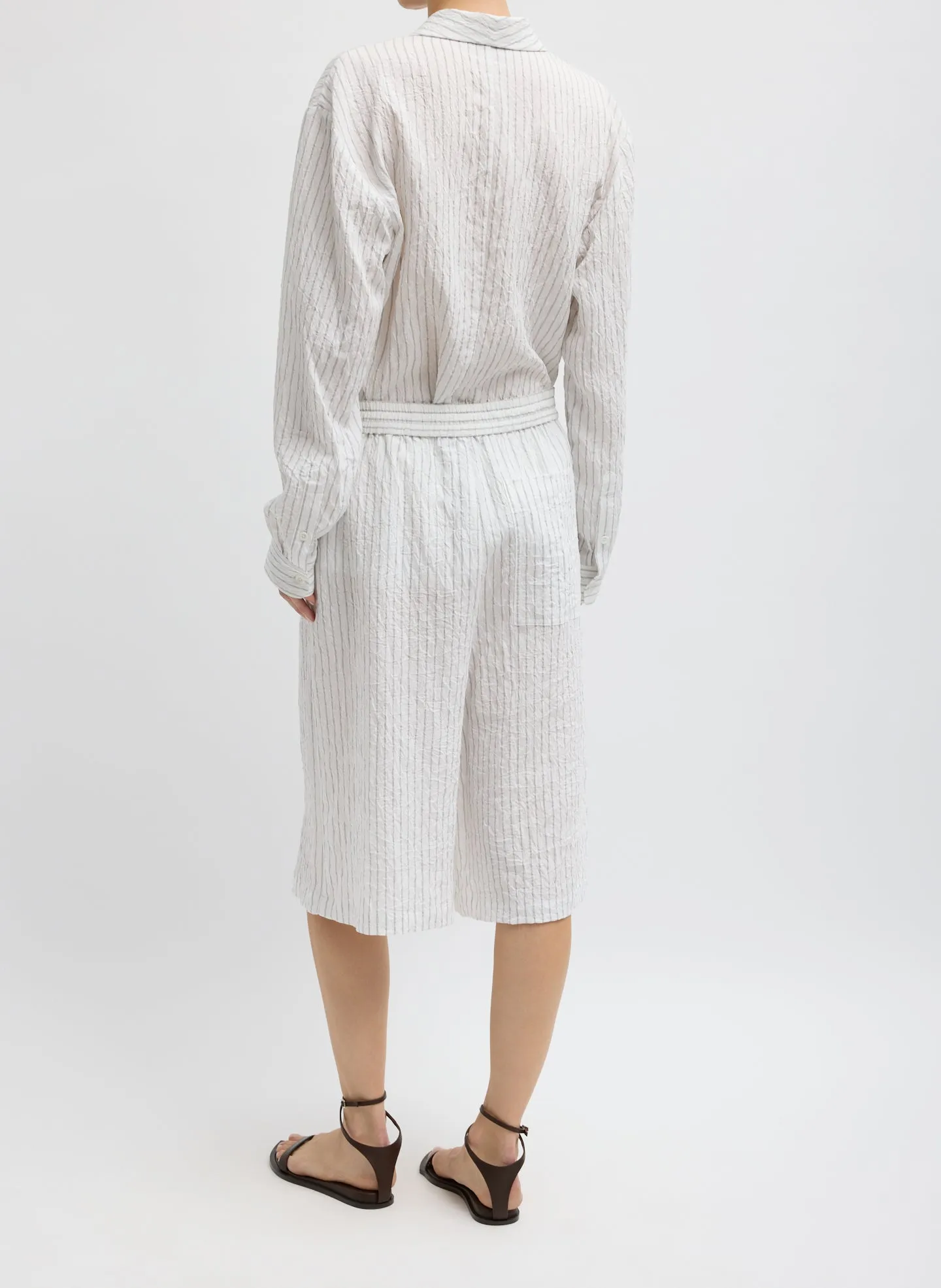 Crinkle Stripe Summer Suiting Relaxed Long Short sold by Tibi product image thumbnail 3