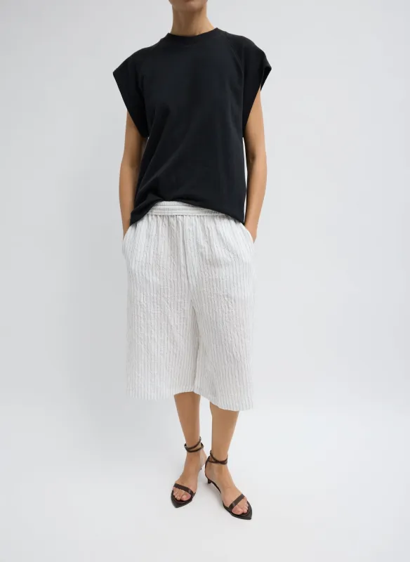 Crinkle Stripe Summer Suiting Relaxed Long Short made by Tibi