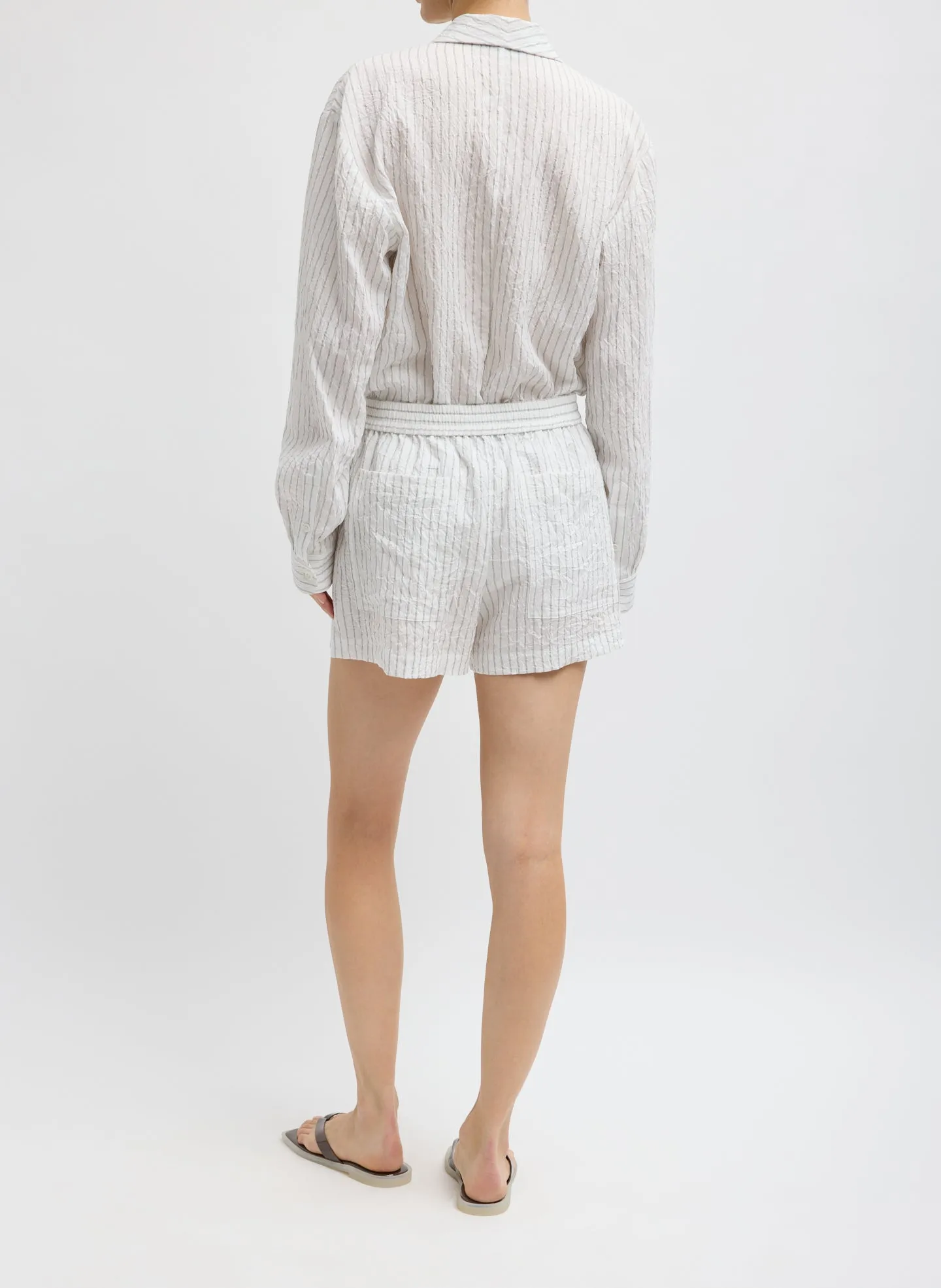 Crinkle Stripe Summer Suiting Pull On Shorts sold by Tibi product image thumbnail 3