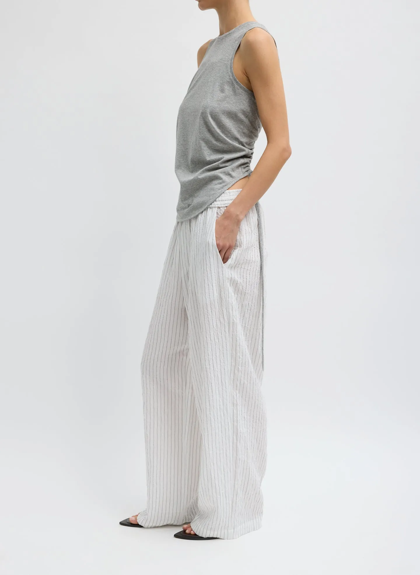 Crinkle Stripe Summer Suiting Wide Leg Pull On Pant sold by Tibi product image thumbnail 2