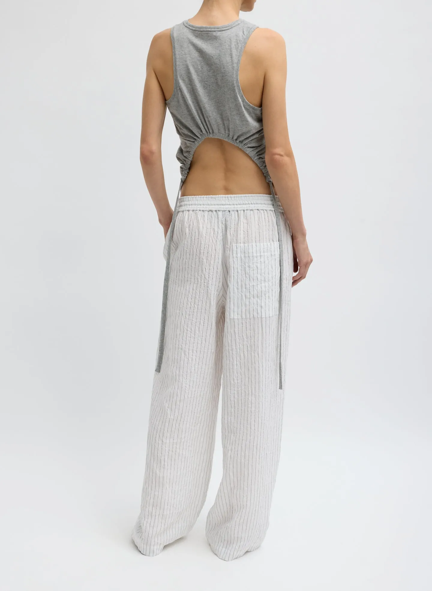 Crinkle Stripe Summer Suiting Wide Leg Pull On Pant sold by Tibi product image thumbnail 3