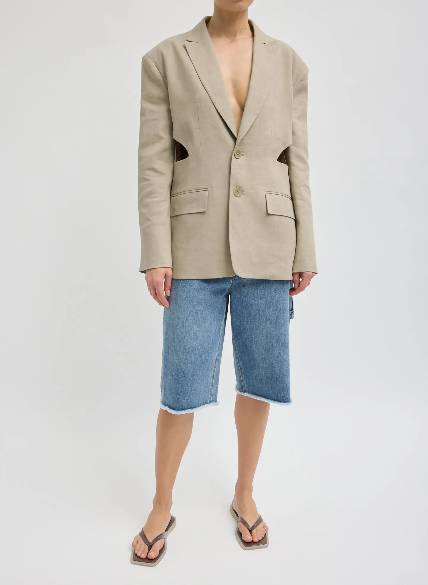 Stretch Linen Viscose Side Cut Blazer sold by Tibi