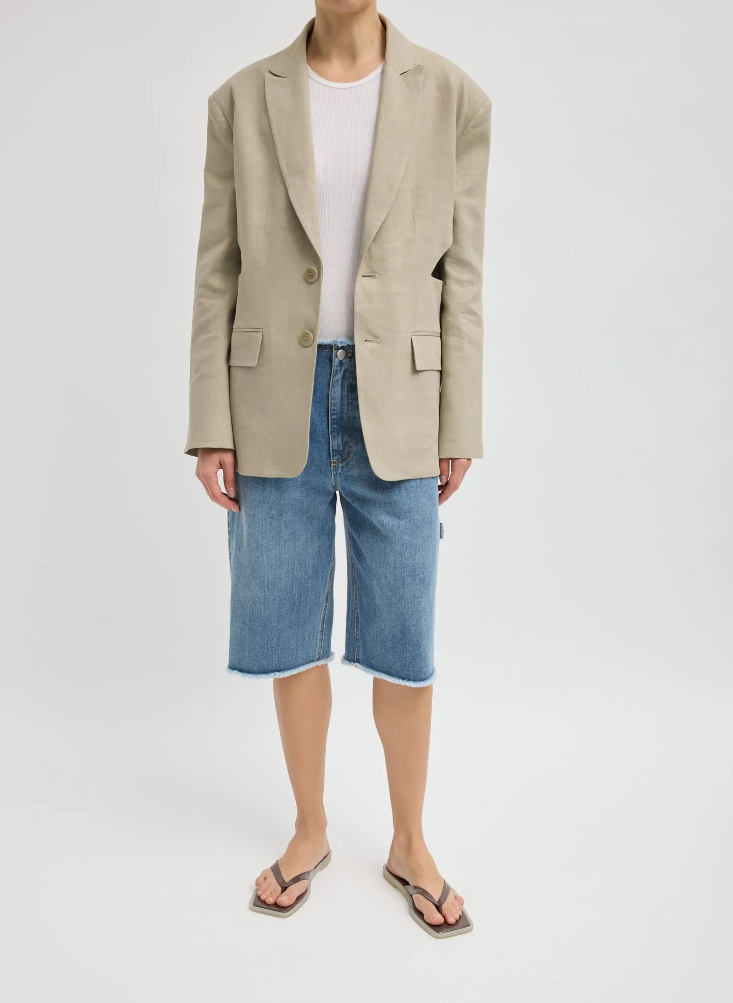 Stretch Linen Viscose Side Cut Blazer sold by Tibi product image thumbnail 5
