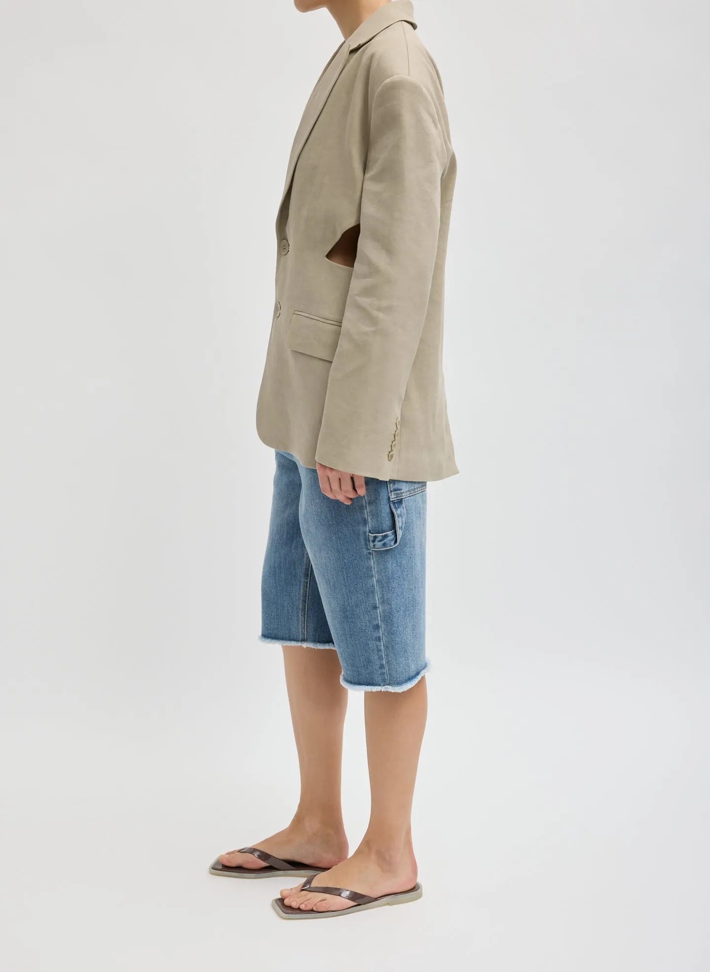 Stretch Linen Viscose Side Cut Blazer sold by Tibi product image thumbnail 2