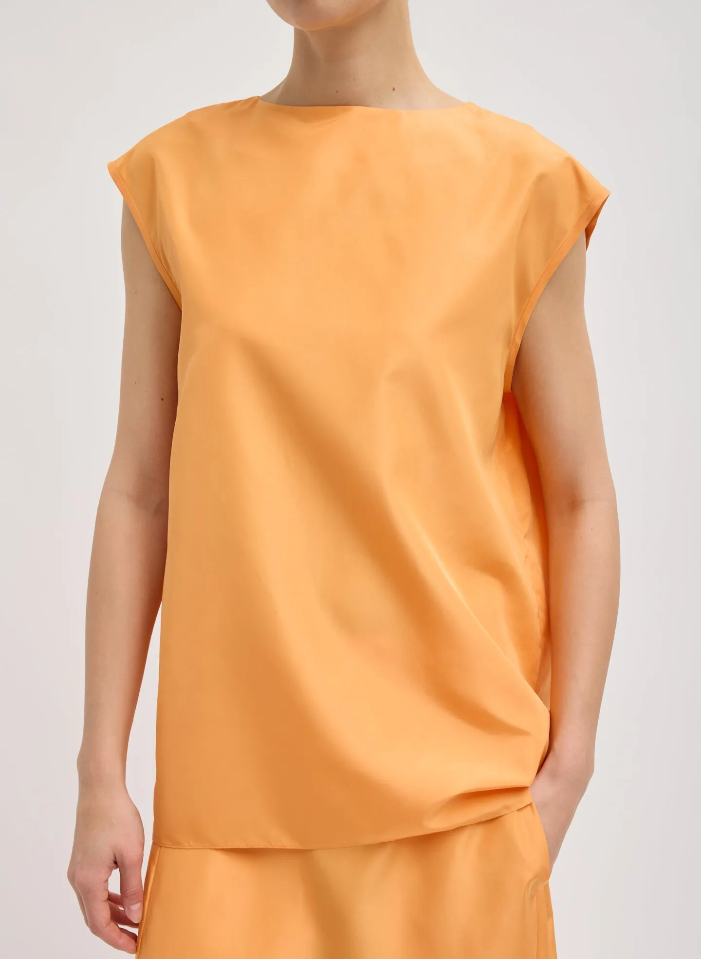 Summer Nylon Sleeveless Cocoon Top sold by Tibi