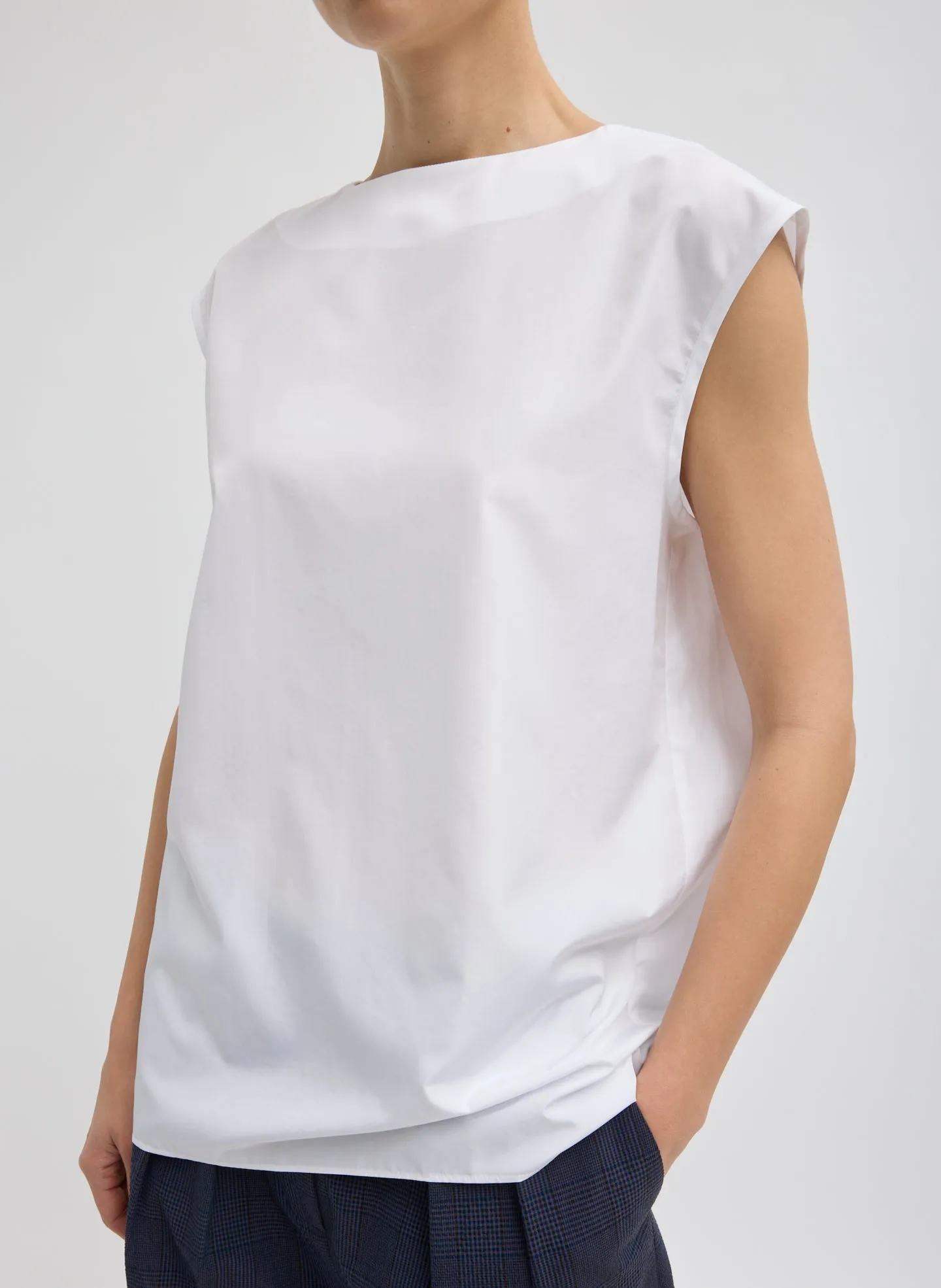 Summer Nylon Sleeveless Cocoon Top sold by Tibi