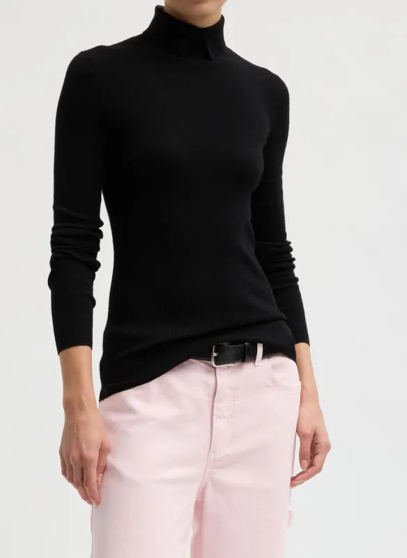 Feather Weight Ribbed Sweater Split Neck Turtleneck made by Tibi