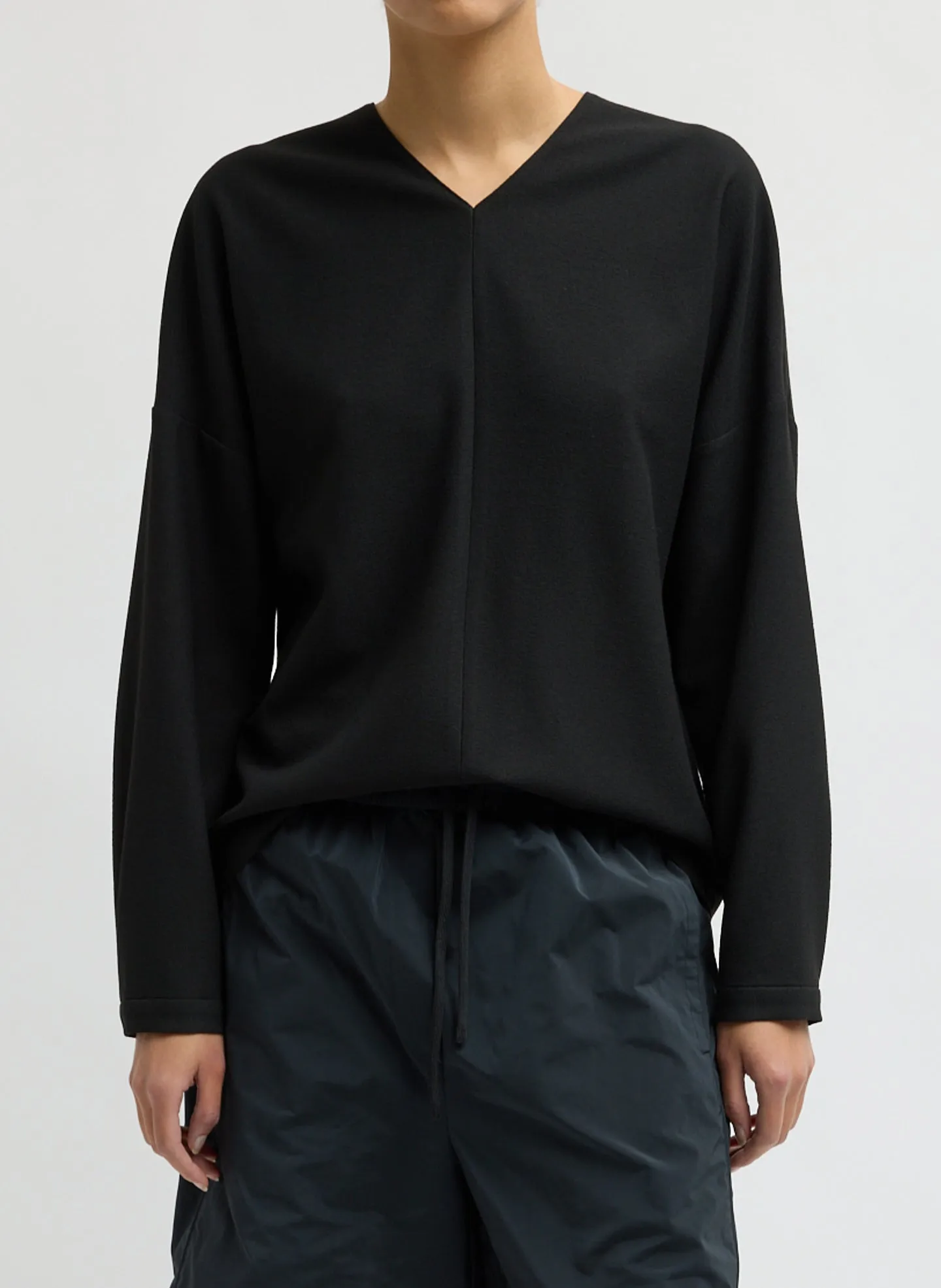 Mica Crepe V-Neck Top sold by Tibi