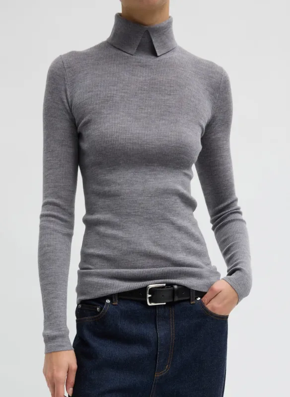 Feather Weight Ribbed Sweater Split Neck Turtleneck made by Tibi