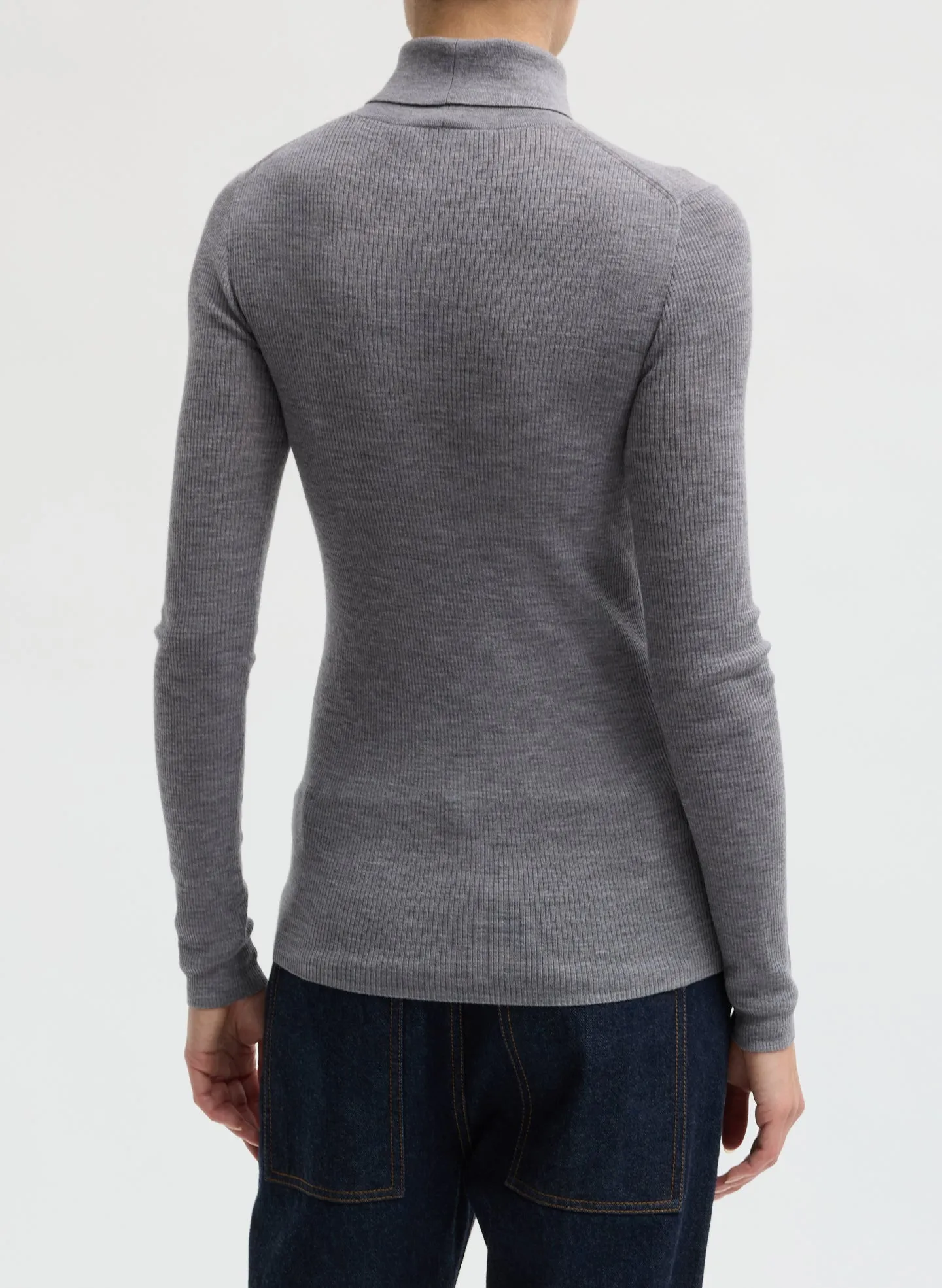 Feather Weight Ribbed Sweater Split Neck Turtleneck sold by Tibi product image thumbnail 3